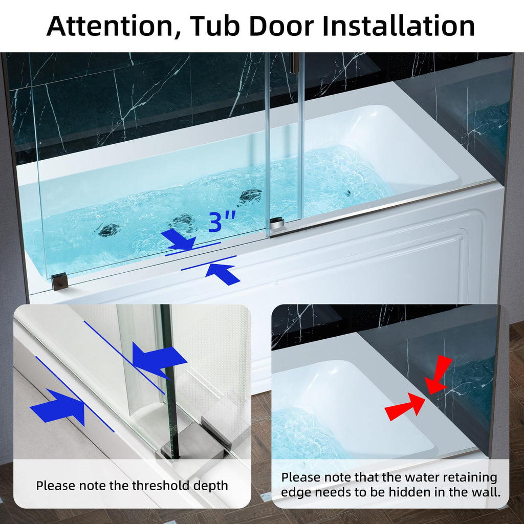 WOODBRIDGE 60" x 32" Alcove Acrylic Rectangular Whirlpool Heated Jetted Tub in White with Left Drain, Matte Black Finish, BS429-L-MB02