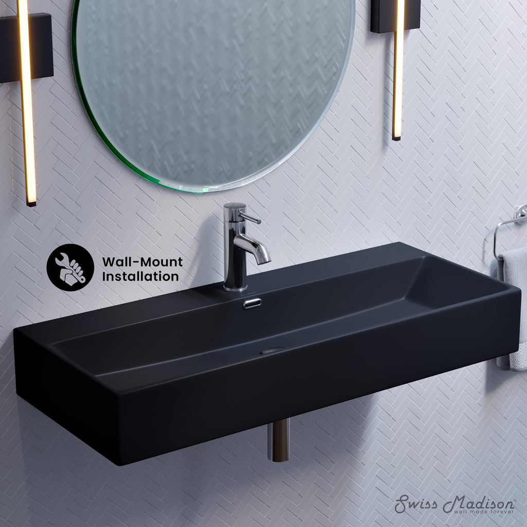 Claire 30" Rectangle Wall Mount Bathroom Sink in Glossy White