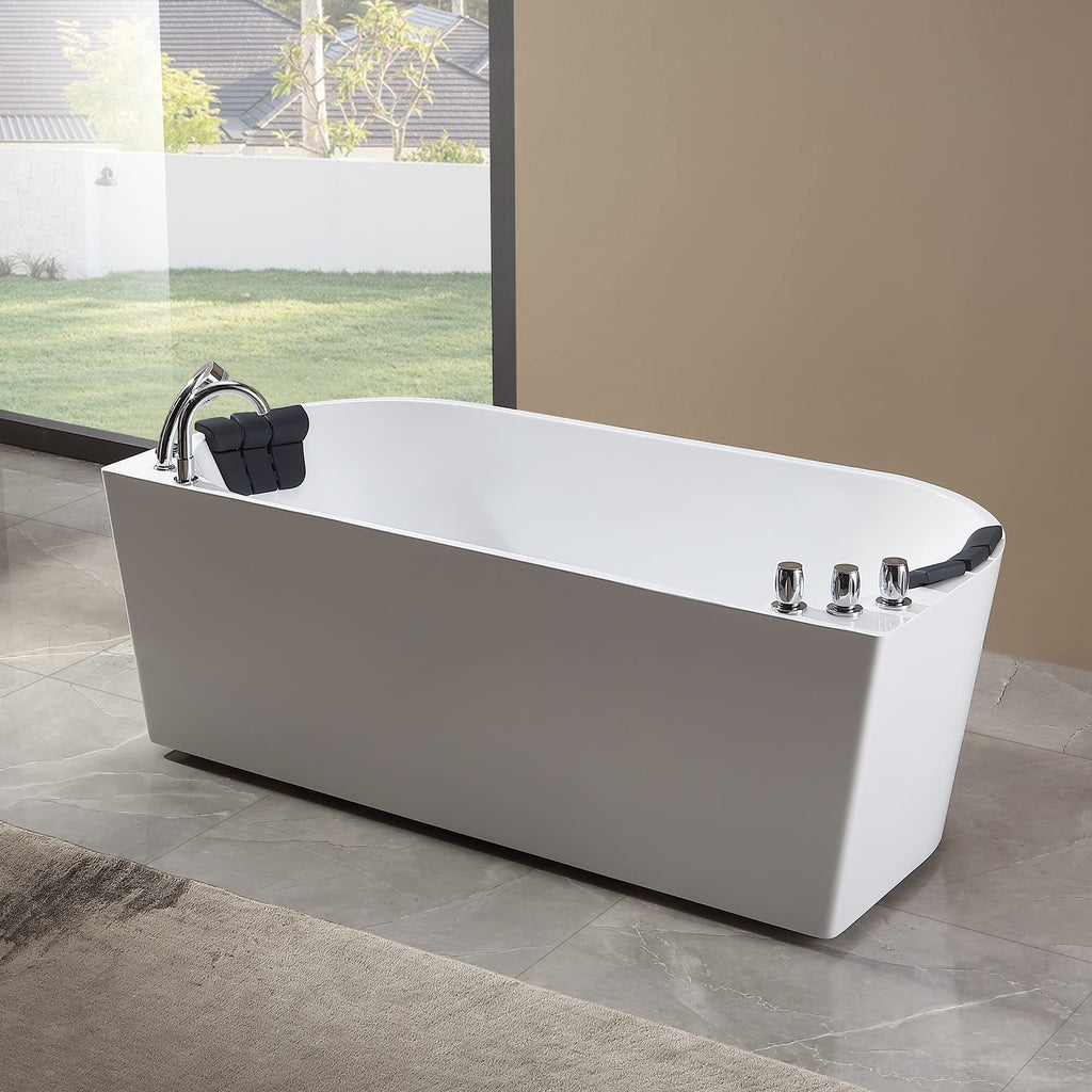 Empava 59" Corner Jetted Bathtub - 2 Person Whirlpool Tub with Heater