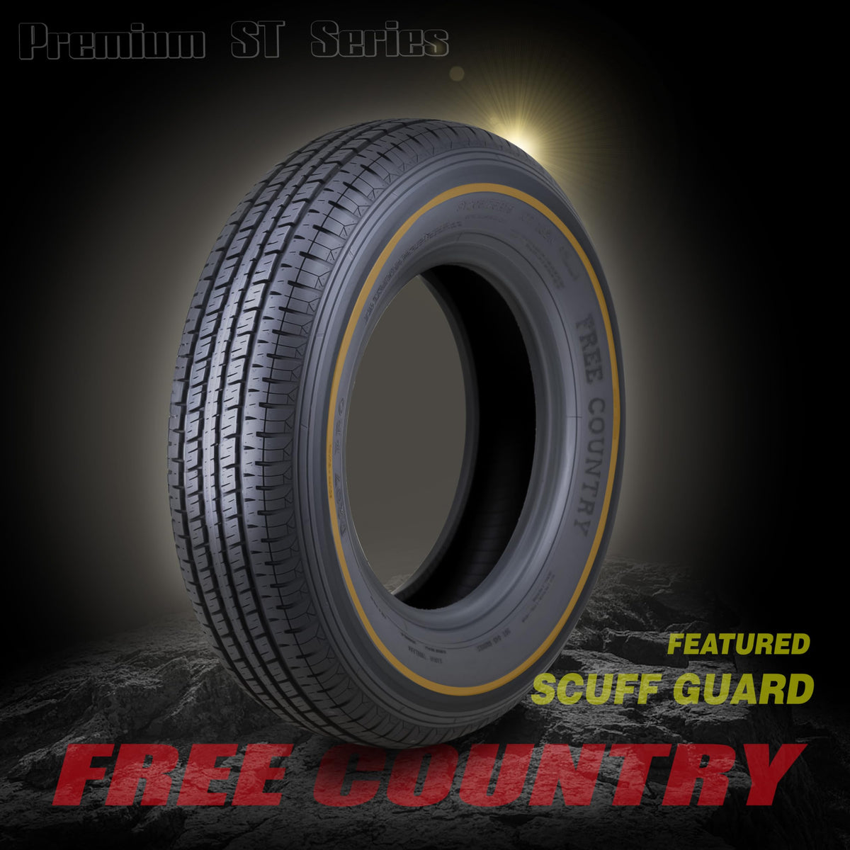 Free Country ST205/75R15 Prem Trailer Tires 8PR LR D 107N w/Scuff Guard, S2