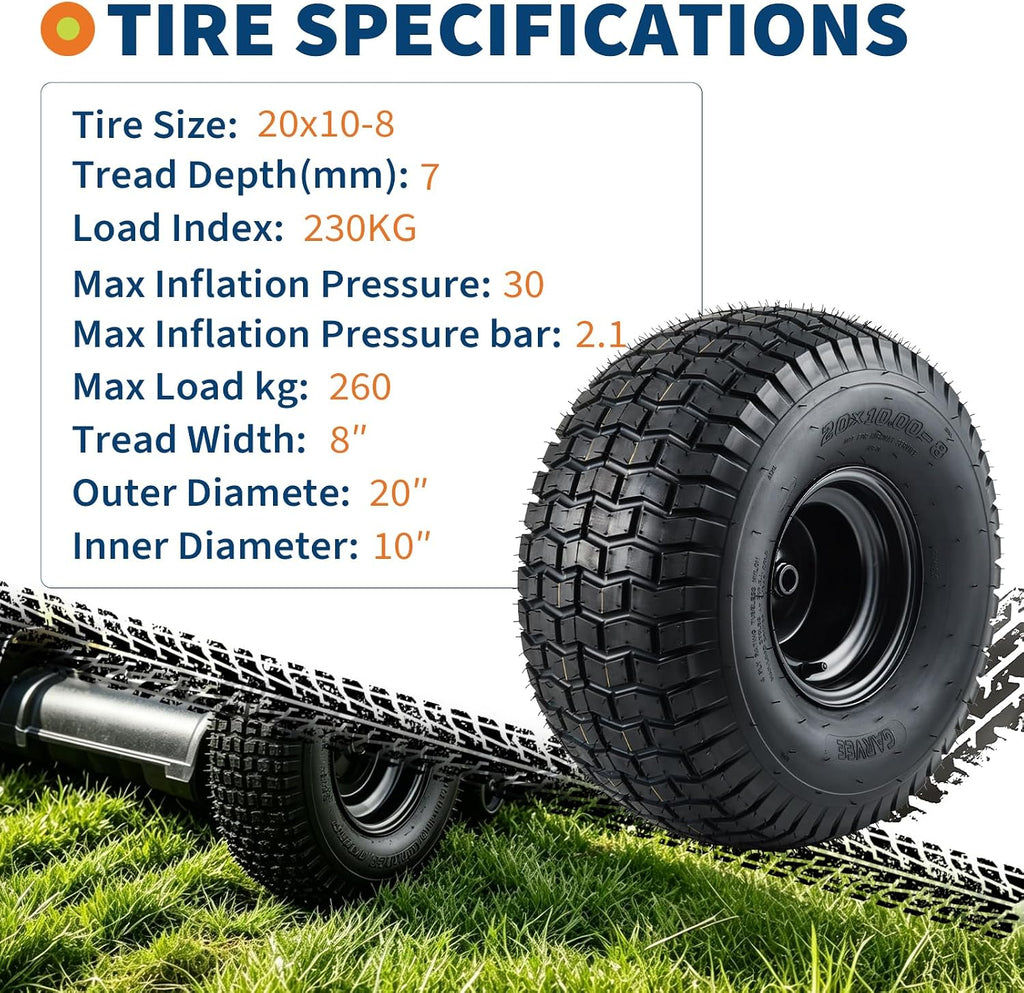 PioneerWorks 2Packs 20x10-8 Lawn Mower Tires and rim