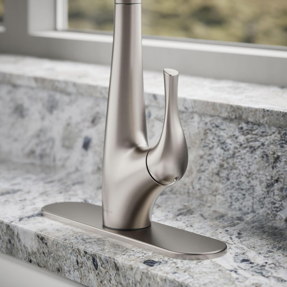 KOHLER R43210-VS Bevinâ¢ Kitchen Sink Faucet with Pull Down Sprayer, Two-Function Sprayhead Kitchen Faucets, 1.5 GPM, Vibrant Stainless