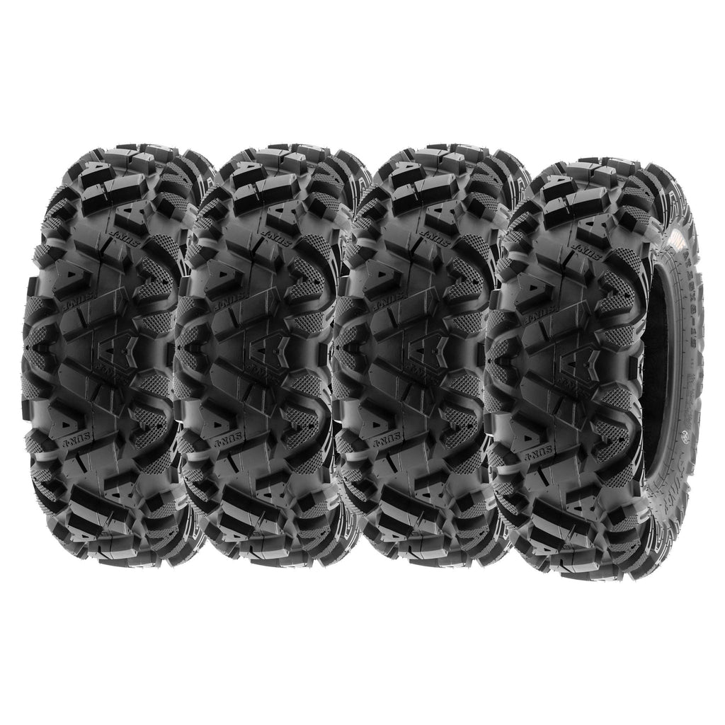 Set of 4 SunF Power.I ATV UTV all-terrain Tires 25x8-12 Front & 25x10-12 Rear, 6 PR, Tubeless A033