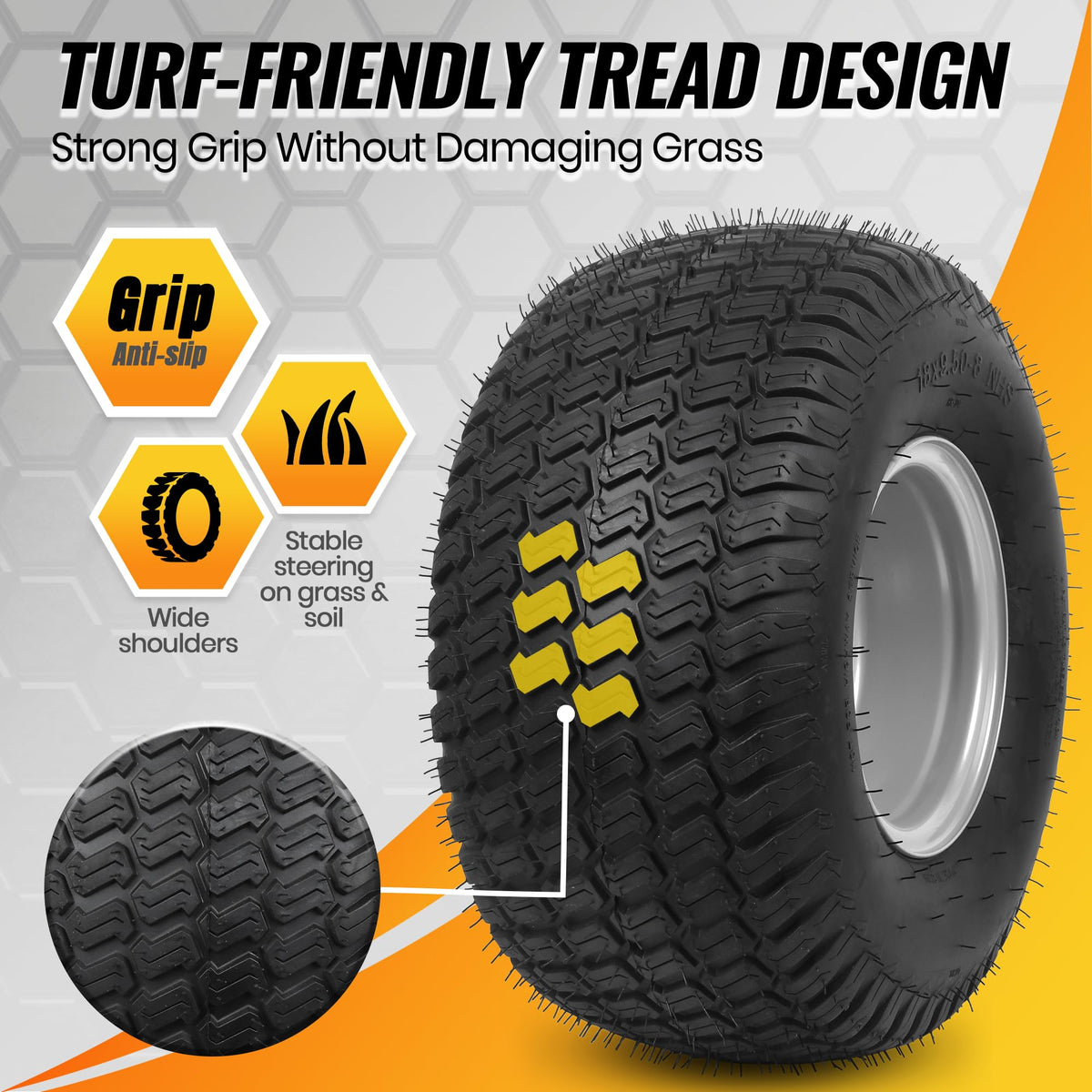 AR-PRO (2 Pack) 18x8.5-8 Lawn Mower Tire and Wheel, 4-Lug Tubeless