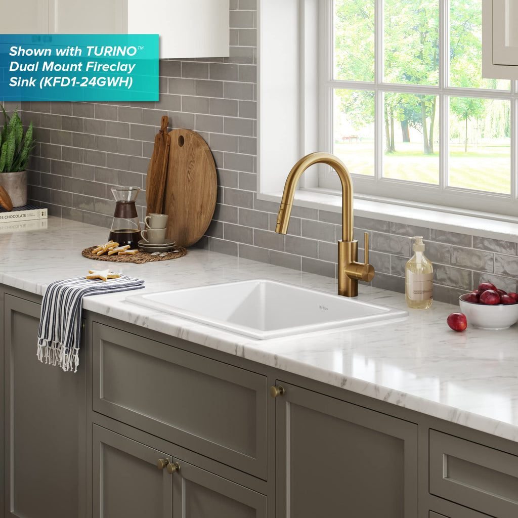 KRAUS Purita 100% Lead-Free Kitchen Water Filter Faucet in Spot Free Antique Champagne Bronze, FF-100SFACB