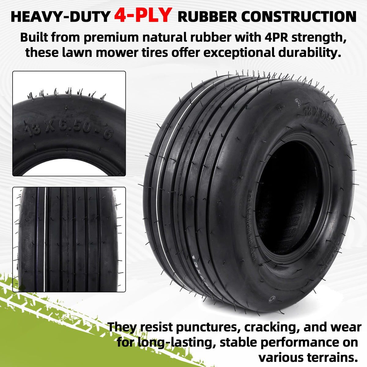 AR-PRO (2 Pack) 20x8.00-8 Lawn Mower Turf Tires, Tubeless, No Rims