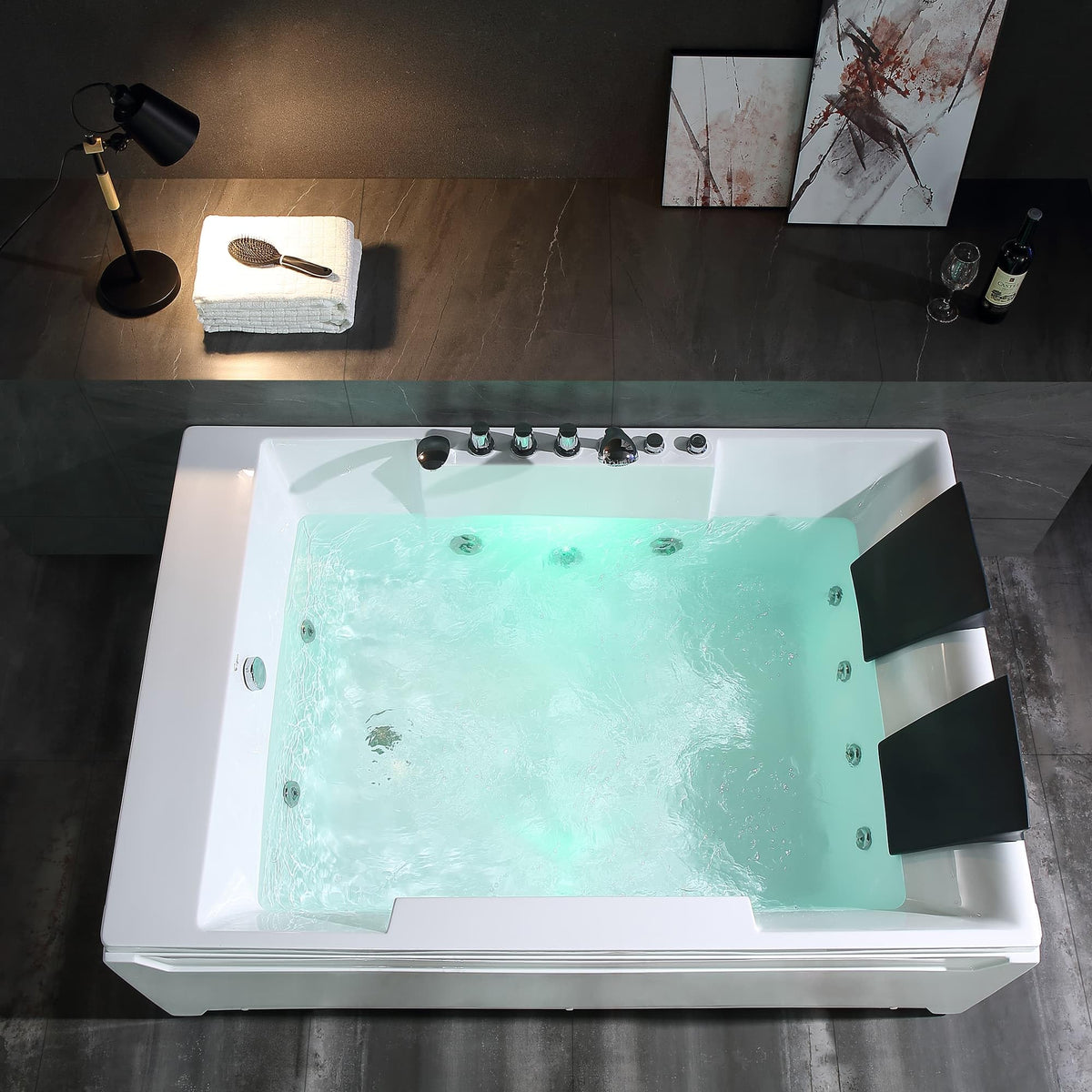 Empava Acrylic Whirlpool Bathtub, 71" Jetted Tub with Healing Chromotherapy