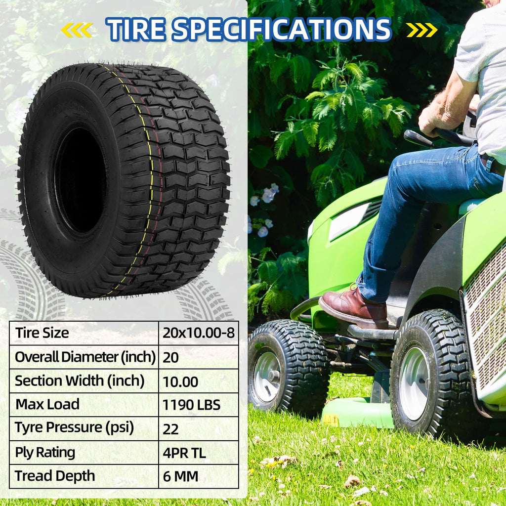 GICOOL 18x9.50-8 Tubeless Lawn Mower Tire for Riding Mower Tractor, 4 Ply
