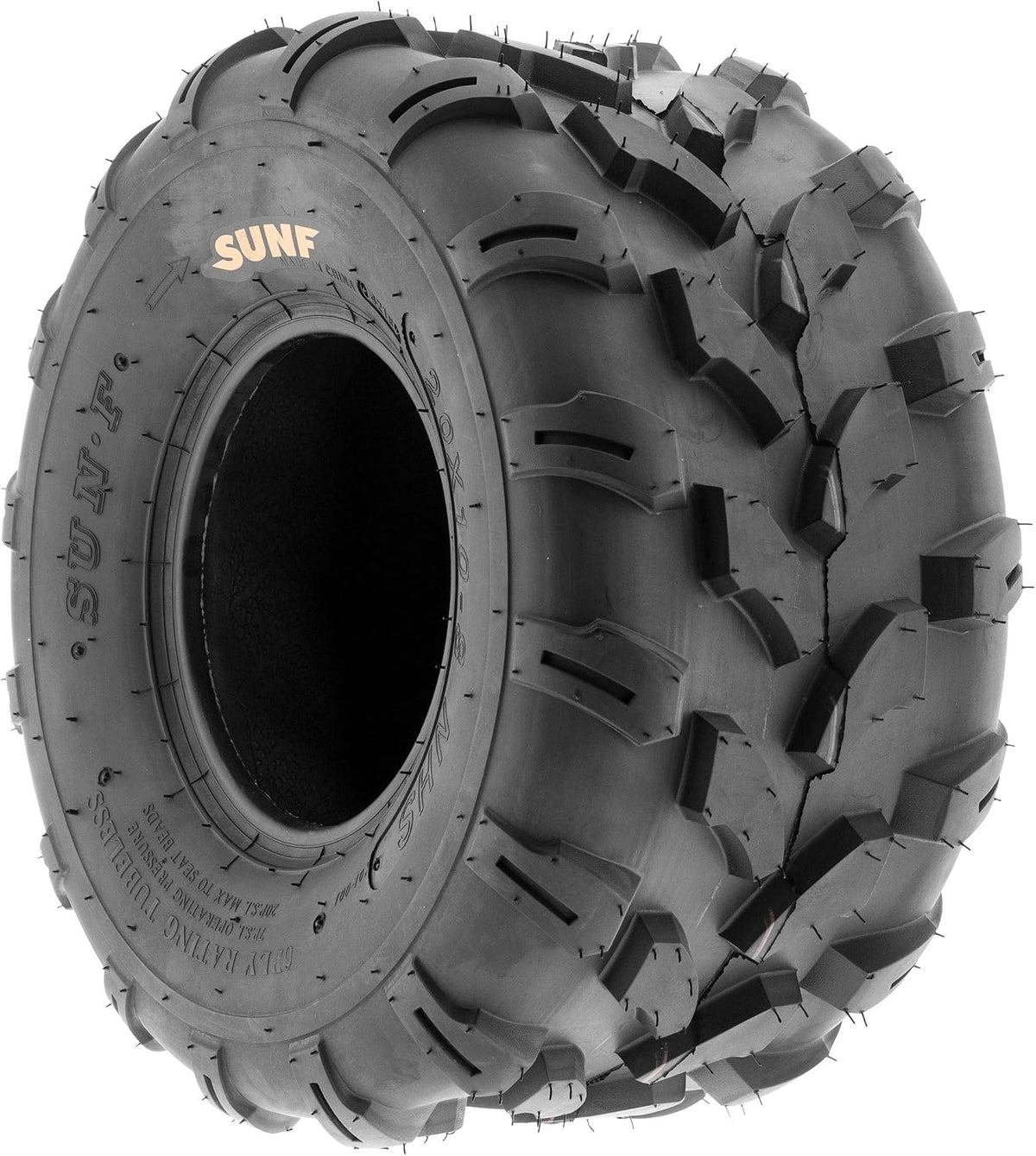 SunF Set of 2 ATV Tires 20x10.00-8, 20x10x8 Lawn Mower Off-Road Tires 6 Ply Directional Knobby Tread-A003