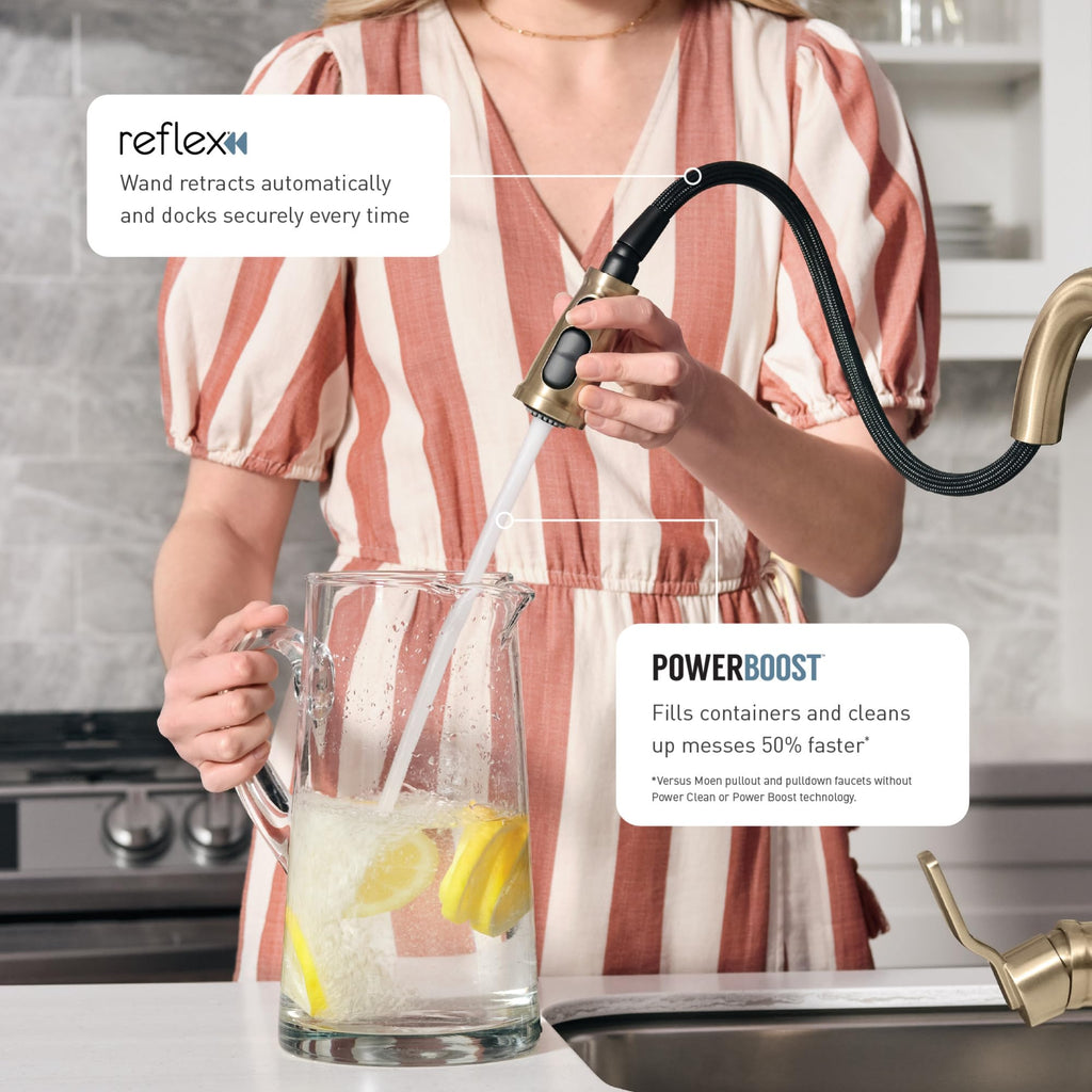 Moen Orivesi Stainless Pulldown Kitchen Faucet with Power Boost, Transitional Kitchen Faucet, One-Handle Single Hole High Arc, Easy Installation, Spot Resist Finish, 87891SRS