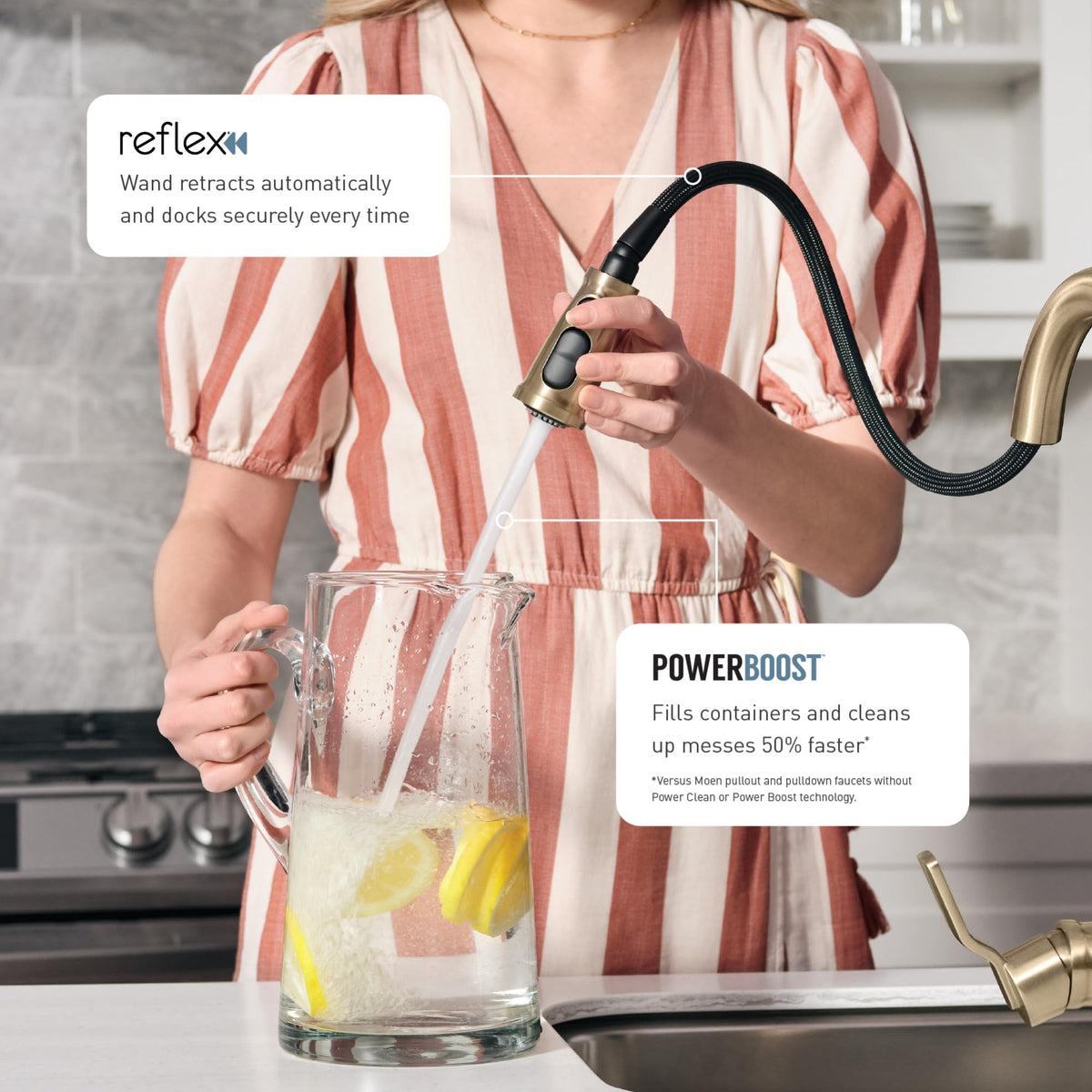 Moen Orivesi Stainless Pulldown Kitchen Faucet with Power Boost, Transitional Kitchen Faucet, One-Handle Single Hole High Arc, Easy Installation, Spot Resist Finish, 87891SRS