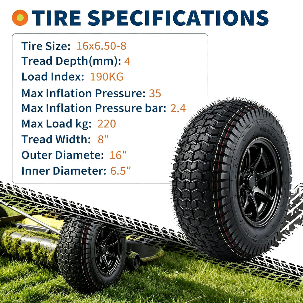 PioneerWorks 2Packs 20x10-8 Lawn Mower Tires and rim