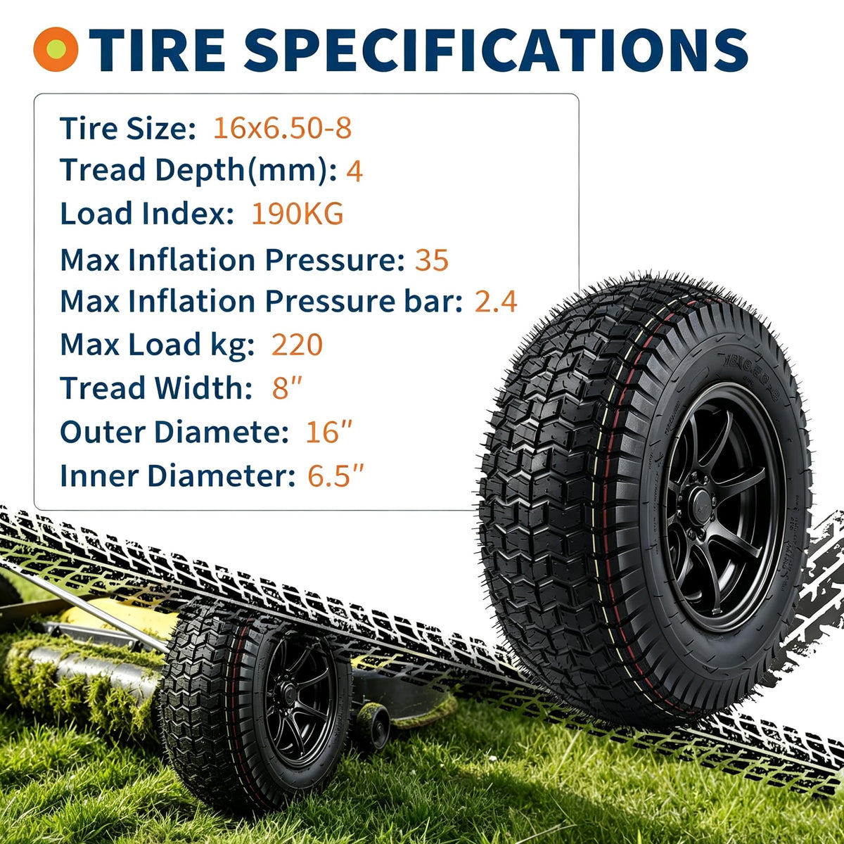 PioneerWorks 2Packs 20x10-8 Lawn Mower Tires and rim