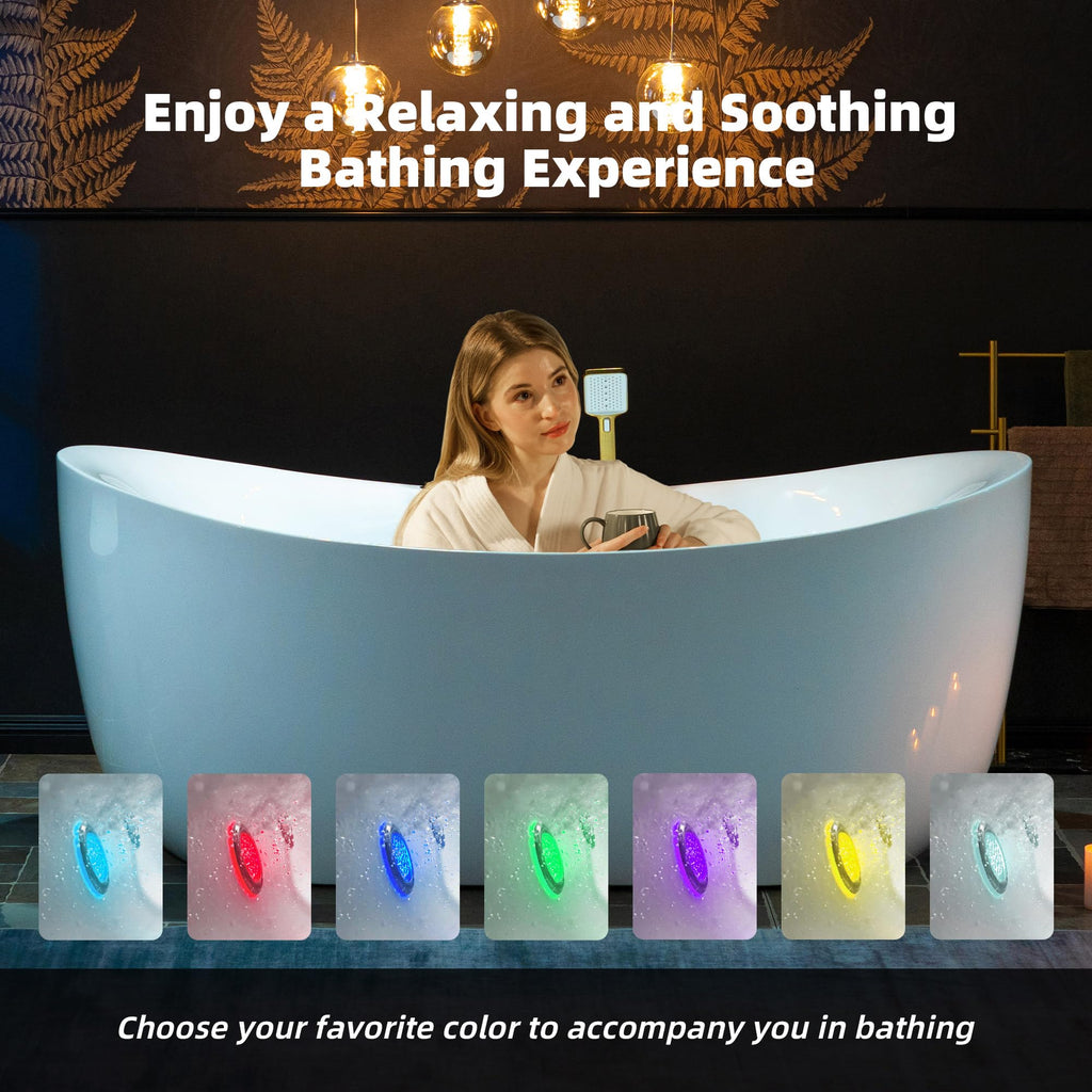 WOODBRIDGE 72"Ã35-3/8" Double Slipper Whirlpool&Air, Heated Soaking Bathtub