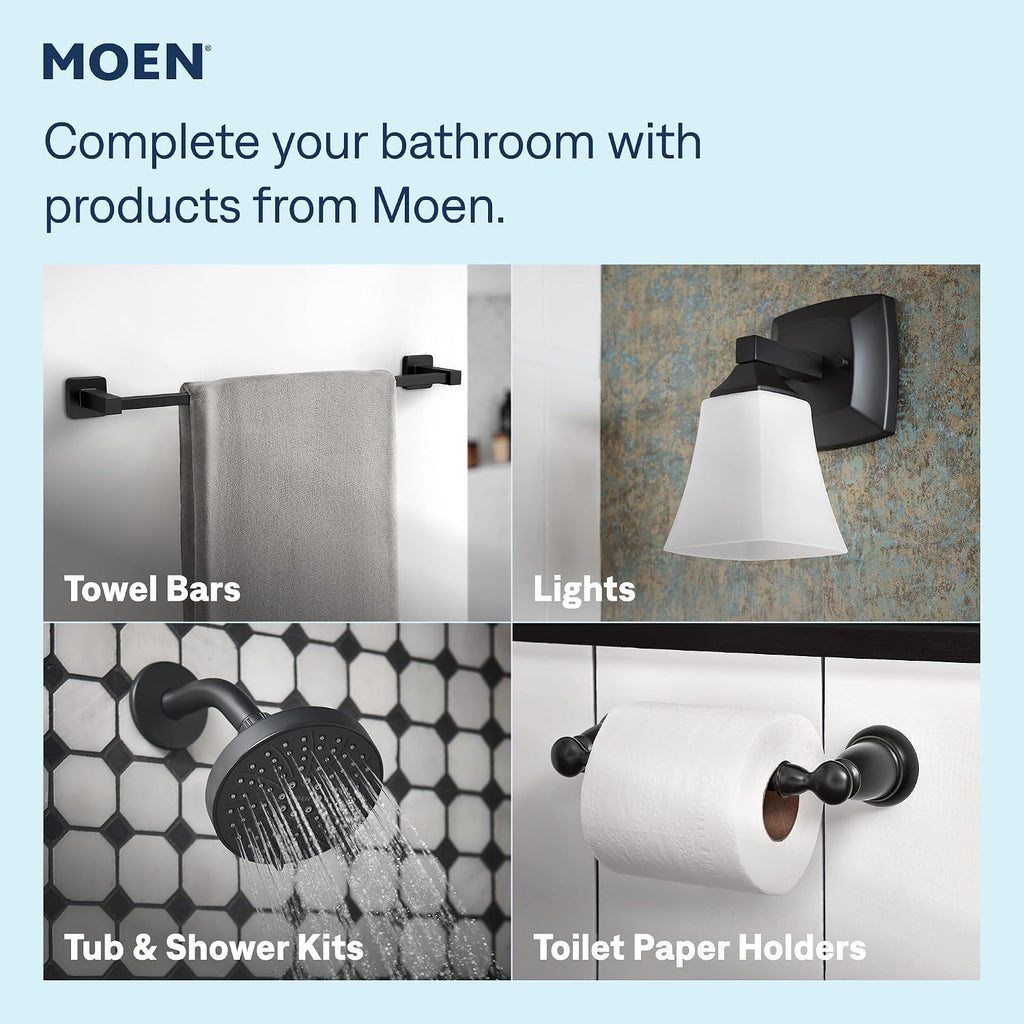 Moen 84022BL Ronan 2-Handle Centerset Bath Faucet w/Drain, Matte Black