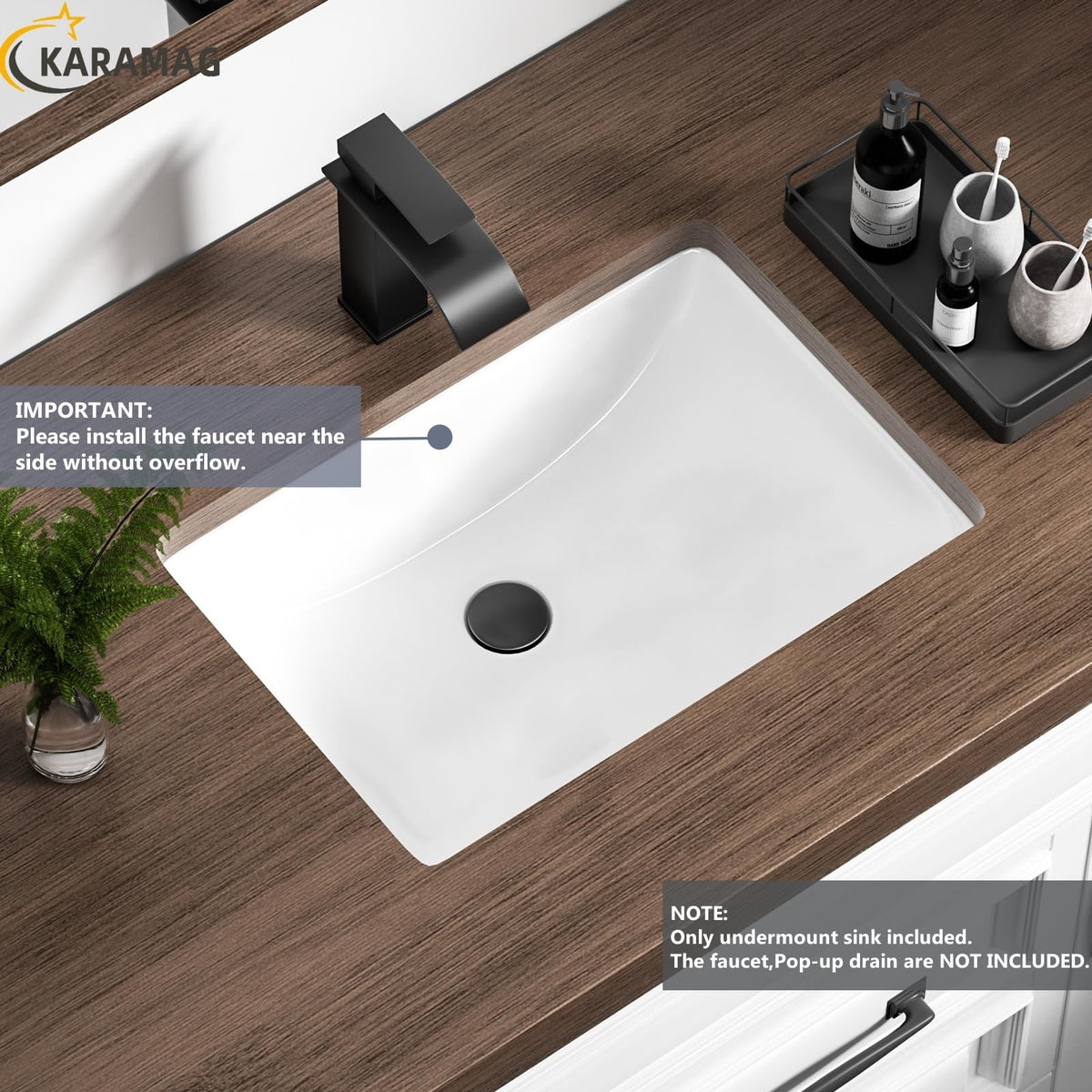 27 Inch Undermount Bathroom Sink with Overflow Rectangle Sinks