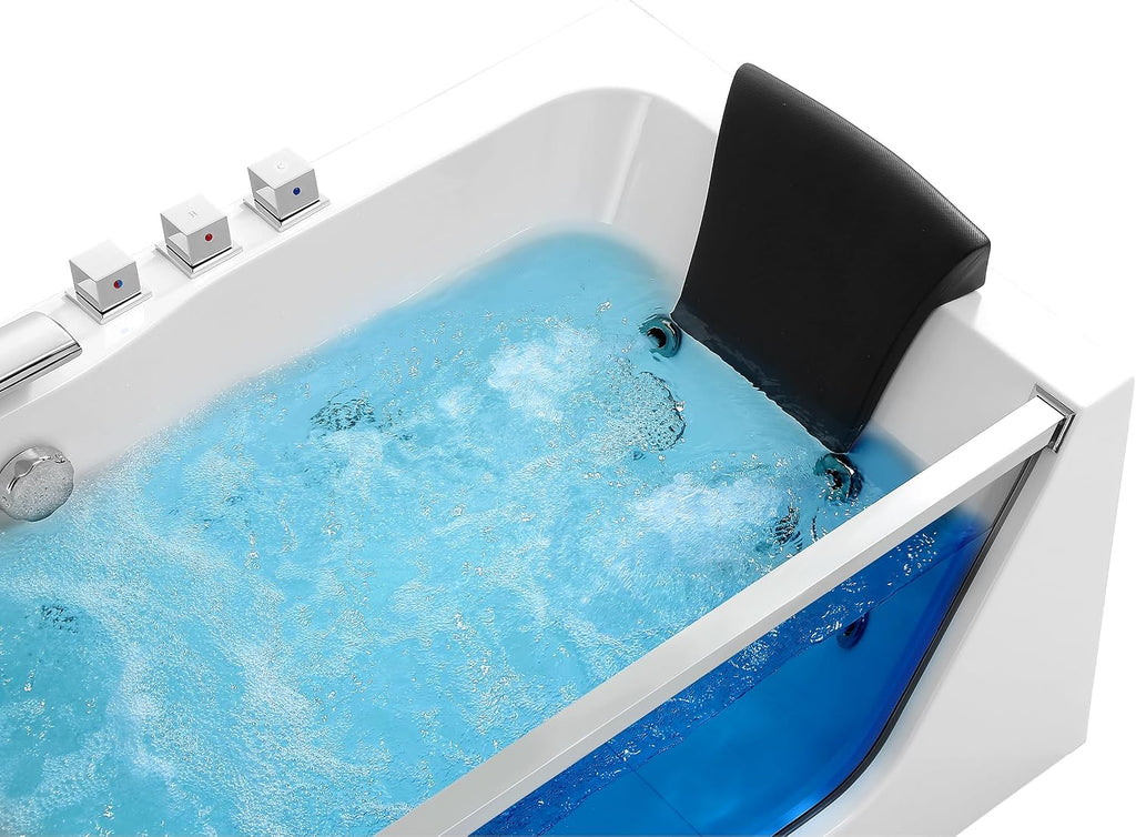 Empava 60" Acrylic Alcove Whirlpool Bathtub, Jetted Soaking Tub