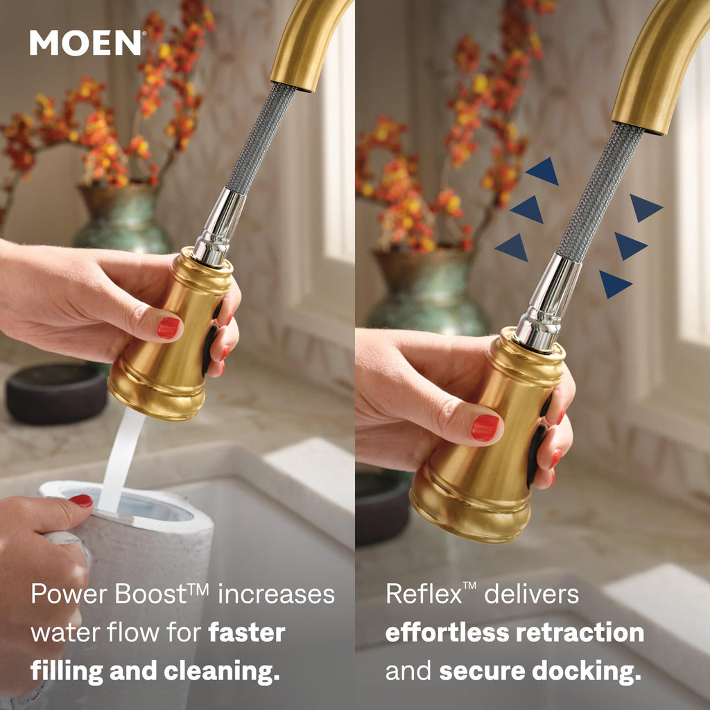 Moen Weymouth Oil Rubbed Bronze Motionsense Wave Touchless Kitchen Faucet, Traditional Spring Kitchen Sink Faucet with Pulldown Sprayer and Hands-Free Sensor, S73104EWORB