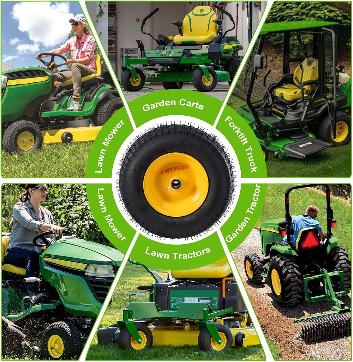 16x6.5-8 Tubeless Tire and Wheel, 2 Pcs Replacement Riding Lawn Mower Garden Tractor Front Wheel Tire with 3" Offset Hub, 3/4" Bearing & 5/8¡±Bearing