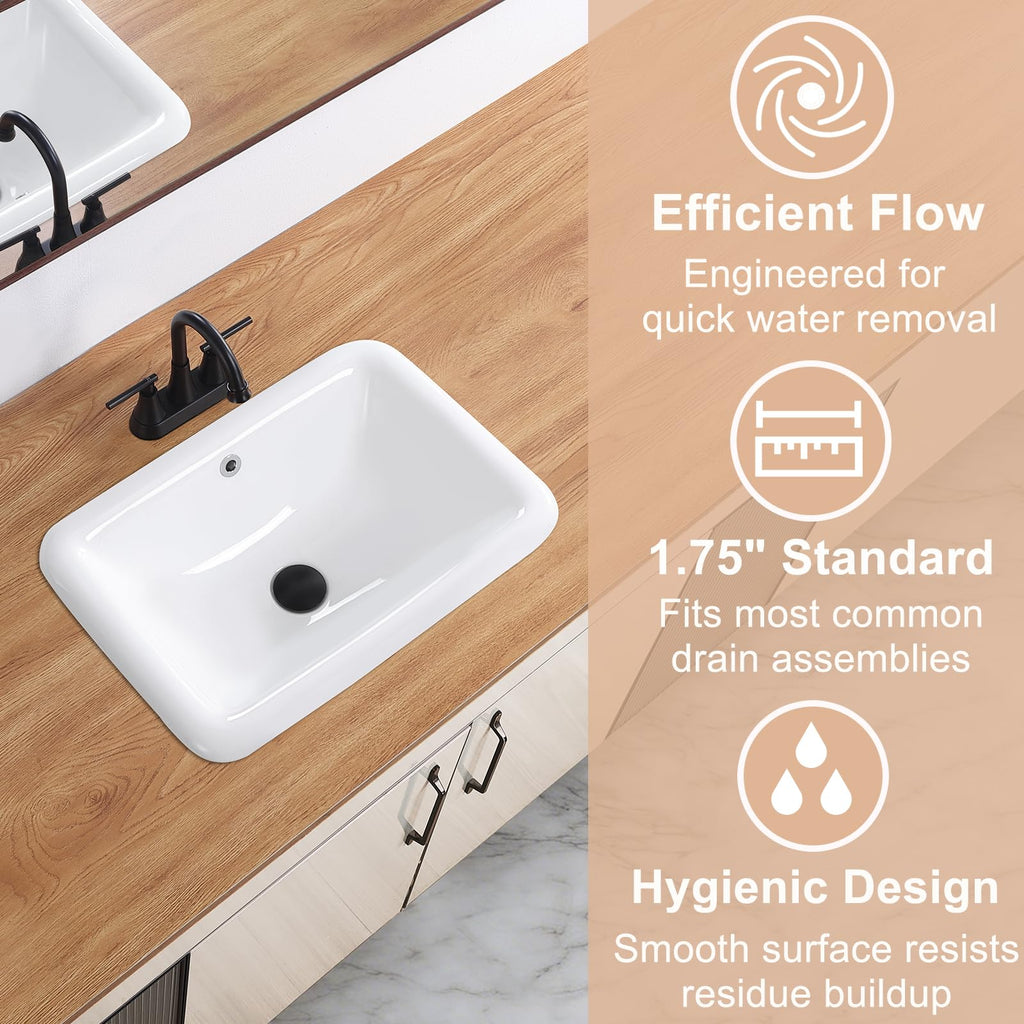 23" Drop-in Bathroom Sink with 8" Widespread 3 Hole Ceramic Basin