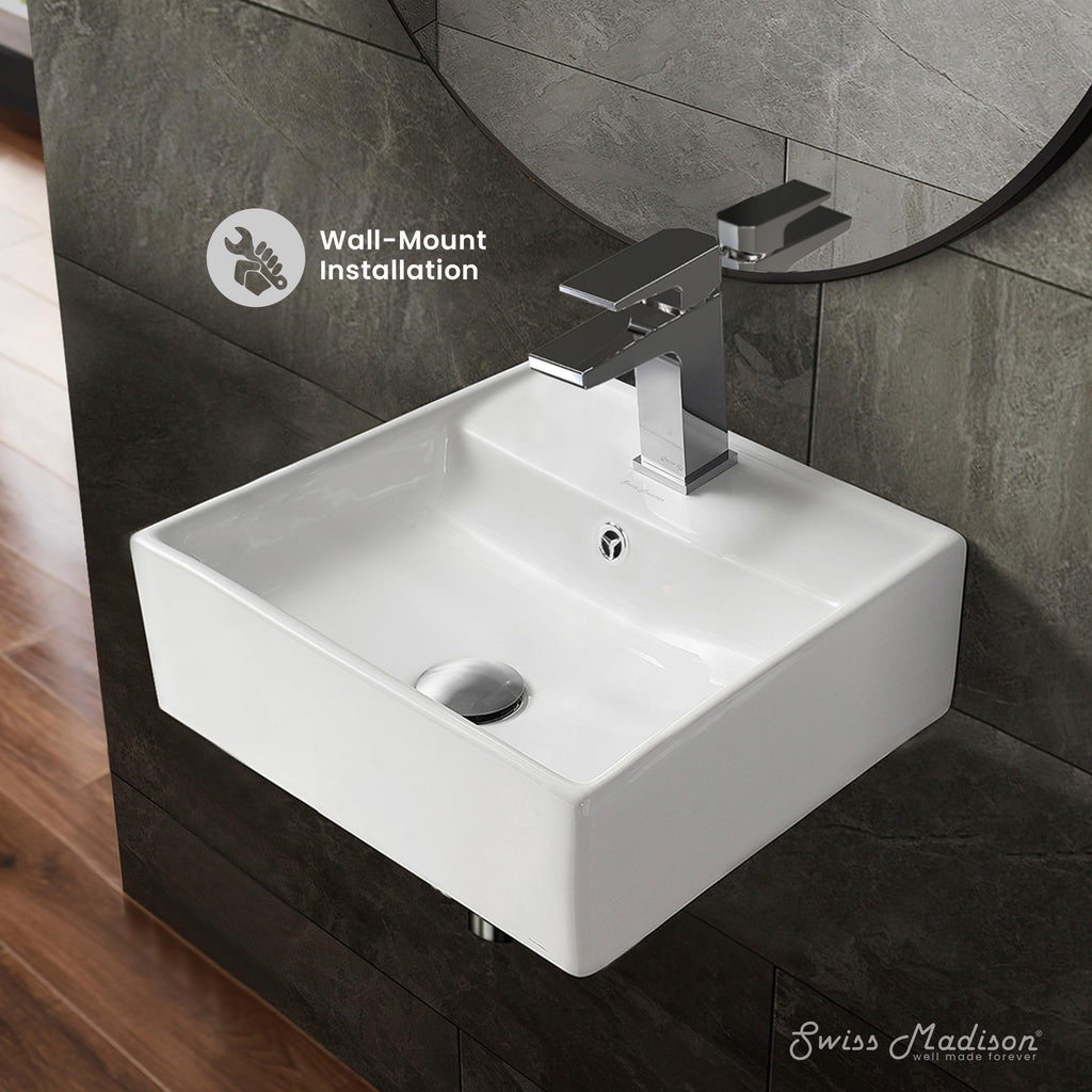 Claire 30" Rectangle Wall Mount Bathroom Sink in Glossy White