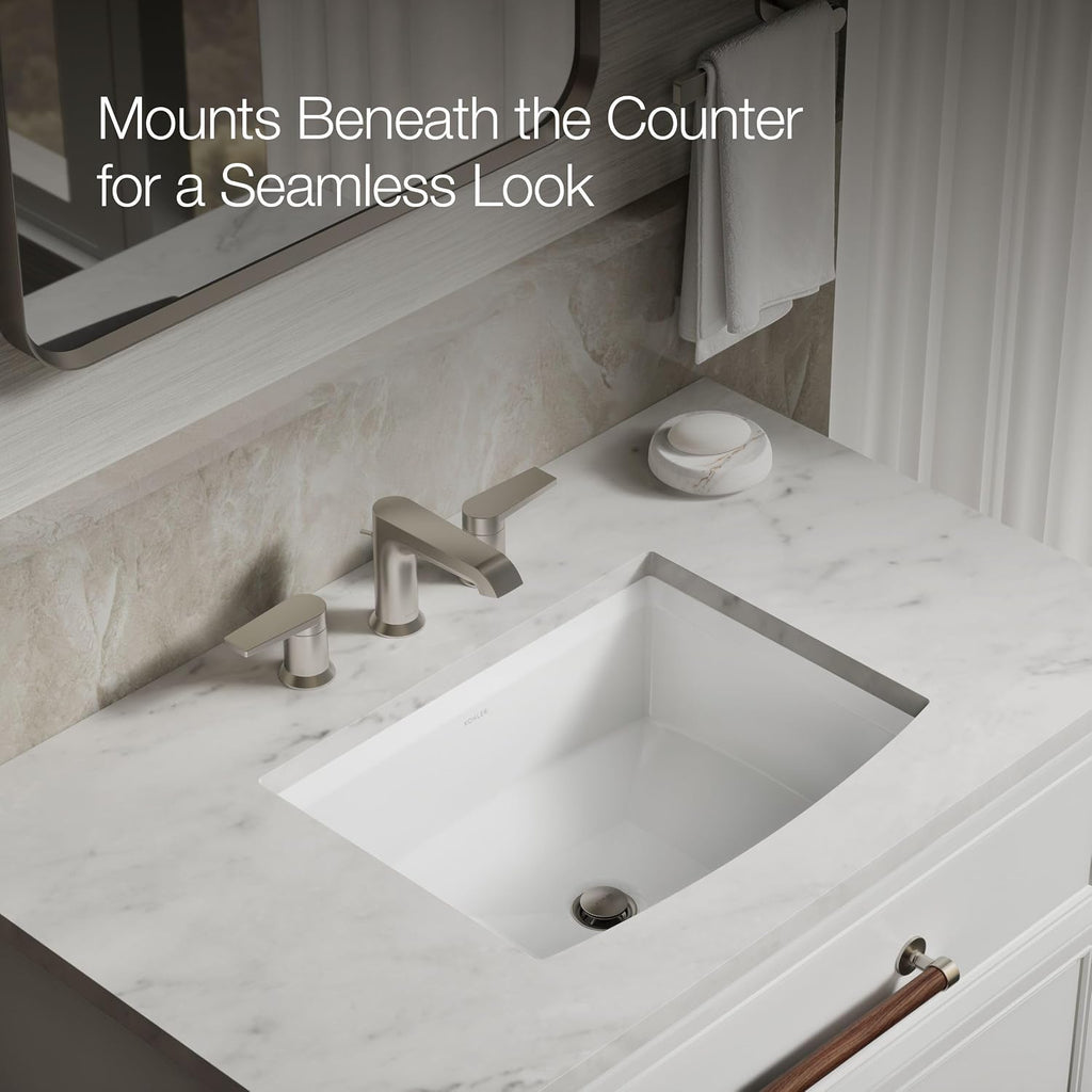Kohler 2355-0 ArcherÂ® 20" rectangular undermount bathroom sink, White