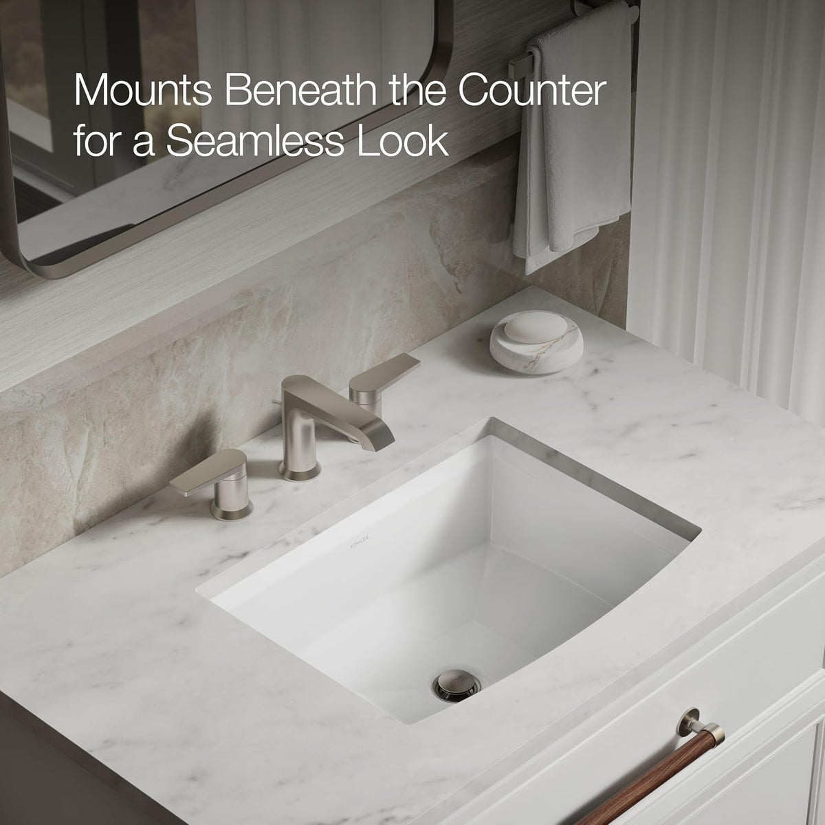 Kohler 2355-0 ArcherÂ® 20" rectangular undermount bathroom sink, White