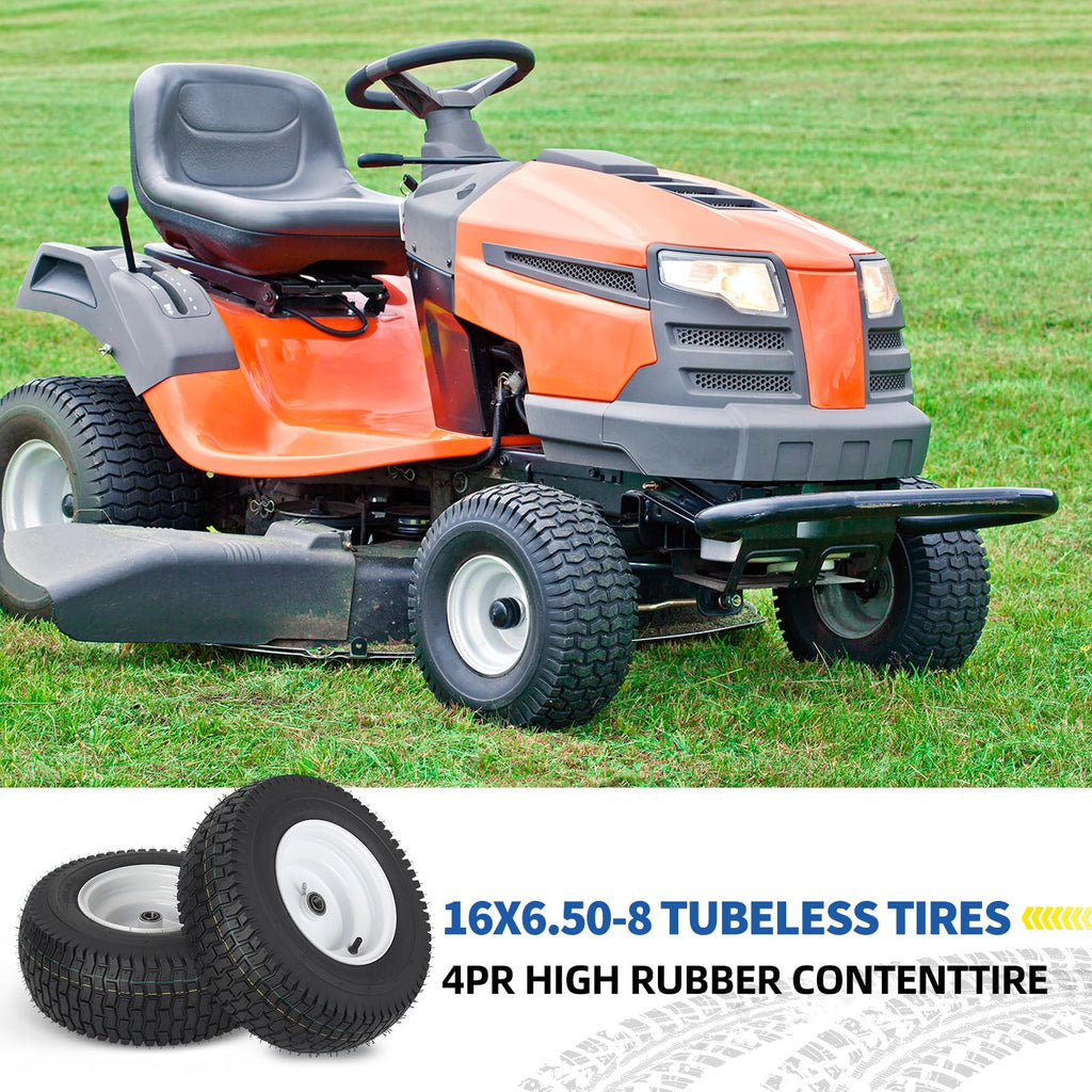 GICOOL 20x8.00-8 Lawn Mower Tire and Wheel, 4 Ply Tubeless Tire, 20x8-8nhs Riding Lawn Mower and Tractor Rear Tire and Wheel Assemblies, 3.5" Offset Hub, 3/4" Borehole, and 3/16" Keyway