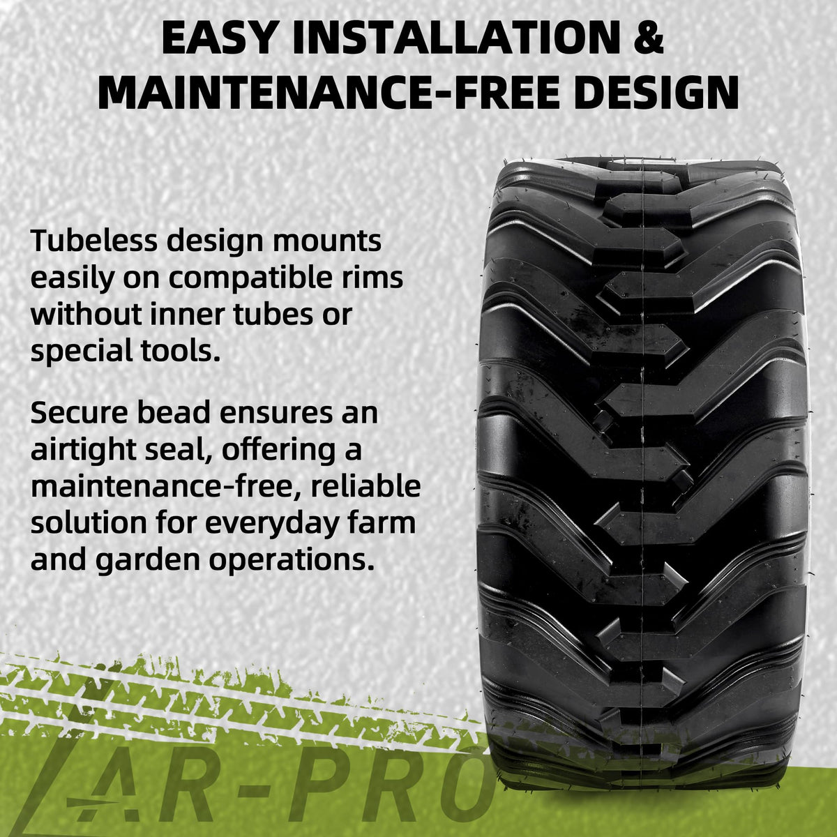 AR-PRO (2 Pack) 20x8.00-8 Lawn Mower Turf Tires, Tubeless, No Rims