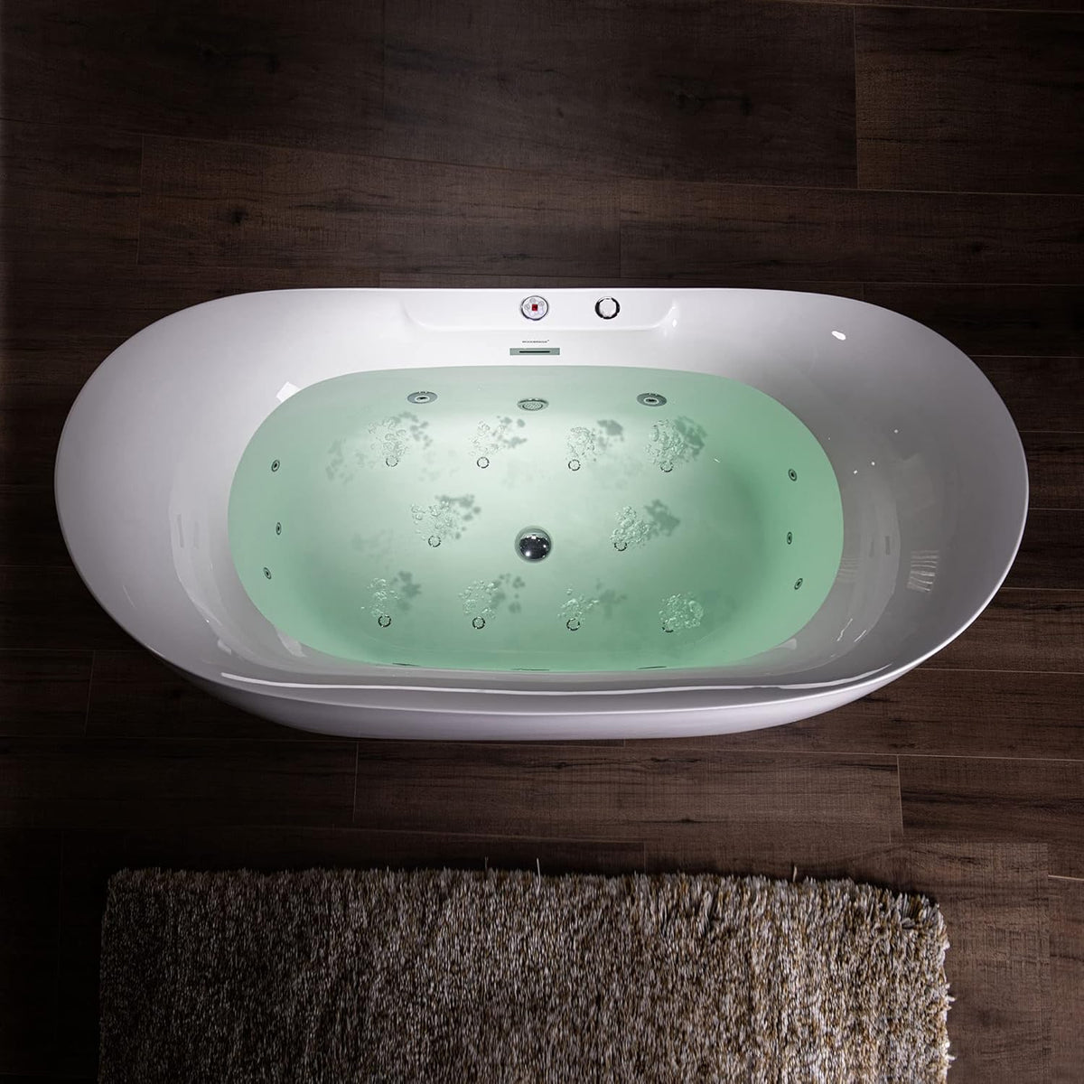 WOODBRIDGE 72"Ã35-3/8" Double Slipper Whirlpool&Air, Heated Soaking Bathtub