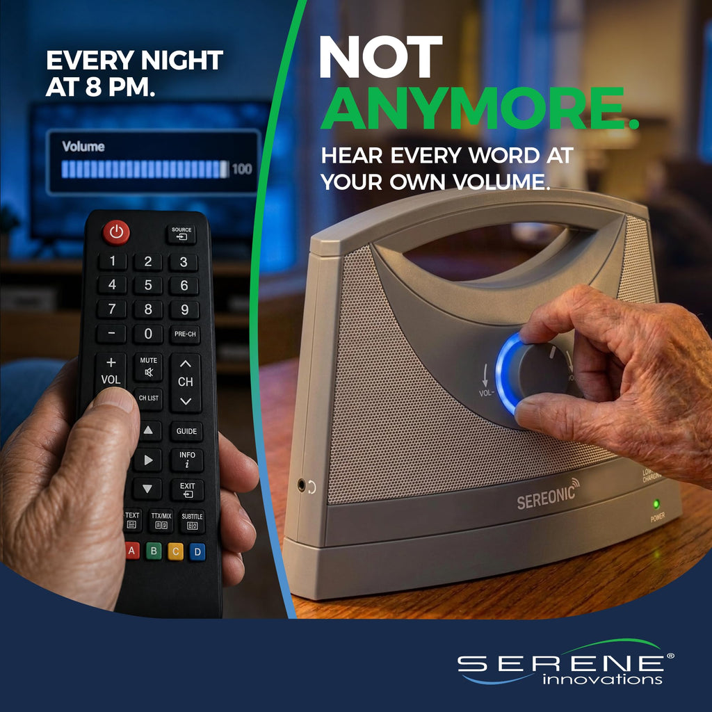 SEREONIC Portable Wireless TV Speakers for Smart TV - Ideal for TV Watching Without The Blaring Volume - Wireless Speakers for TV Designed for Hard of Hearing, Elderly, and Seniors - 100ft Range