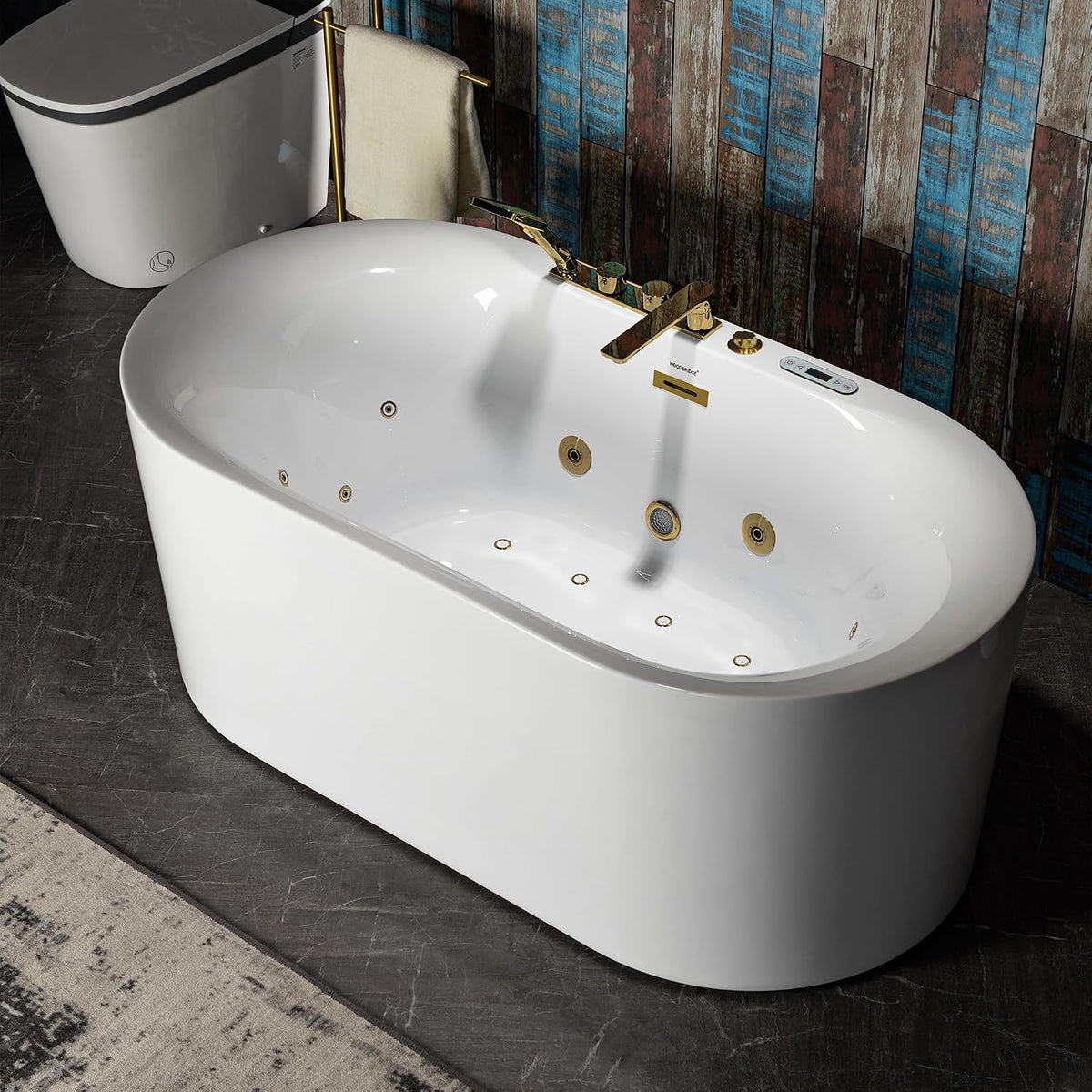 WOODBRIDGE 59"Ã31-1/2" Compact Whirlpool & Air, Heated Bathtub with Faucet