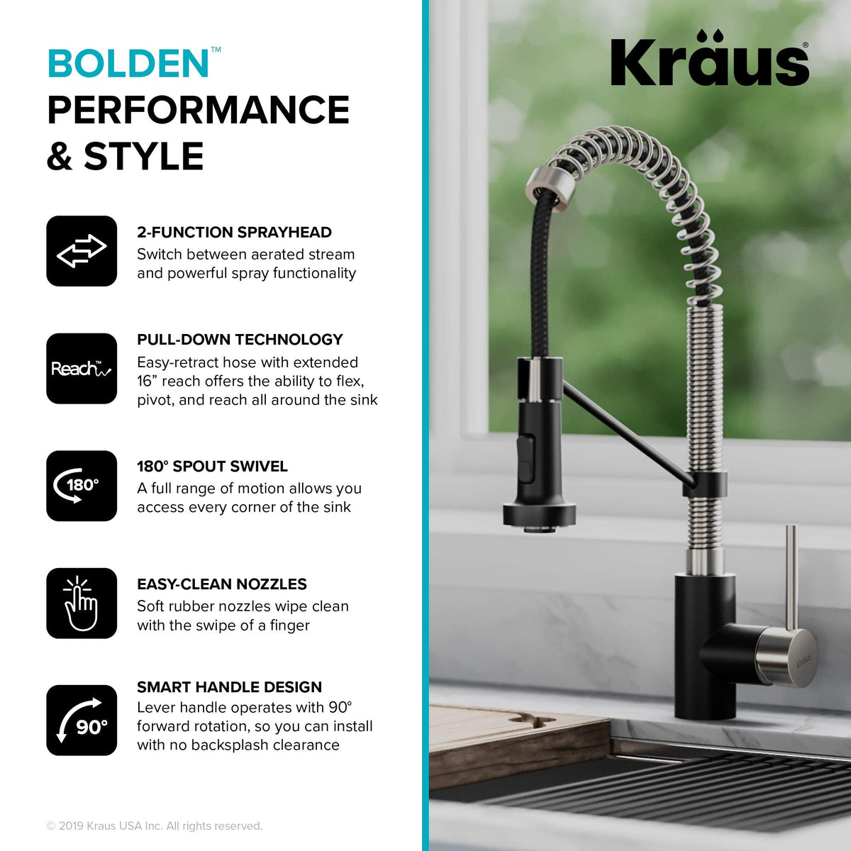 KRAUS Chrome 18.75 in Commercial Pull Down Kitchen Faucet KPF-1610CH
