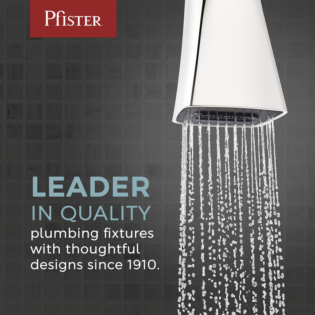 Pfister Courant 8 in Widespread 3 Hole Bathroom Sink Faucet 2 Handle Polished Chrome NSF Certified WaterSense Push & Seal Drain 360 Degree Swivel Spout LF049COPC