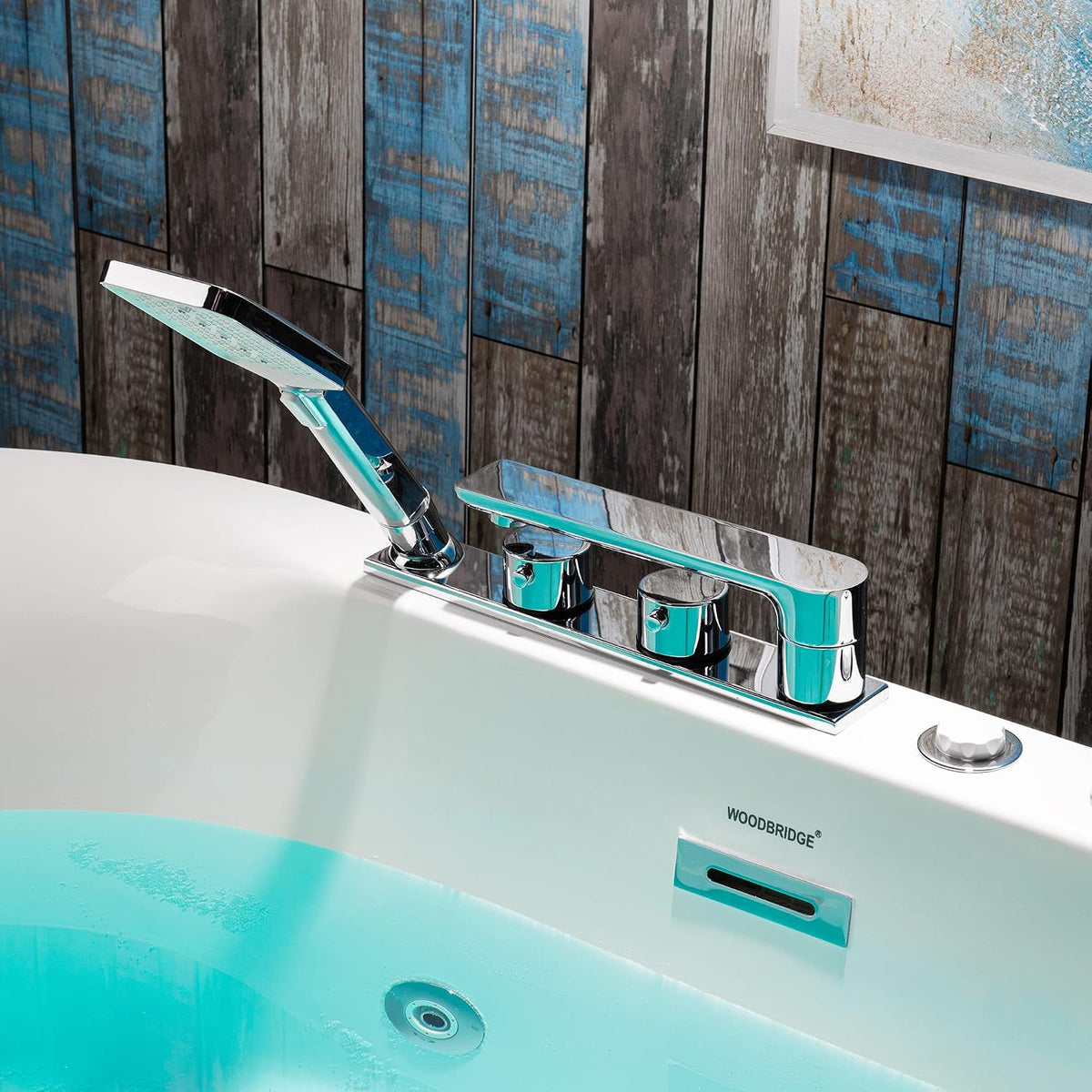 WOODBRIDGE 59"Ã31-1/2" Compact Whirlpool & Air, Heated Bathtub with Faucet