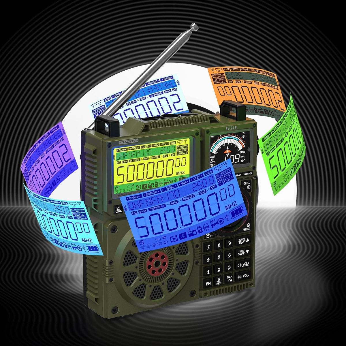 Raddy RF919 SSB Shortwave Radio Receiver, Full Band NOAA, Black