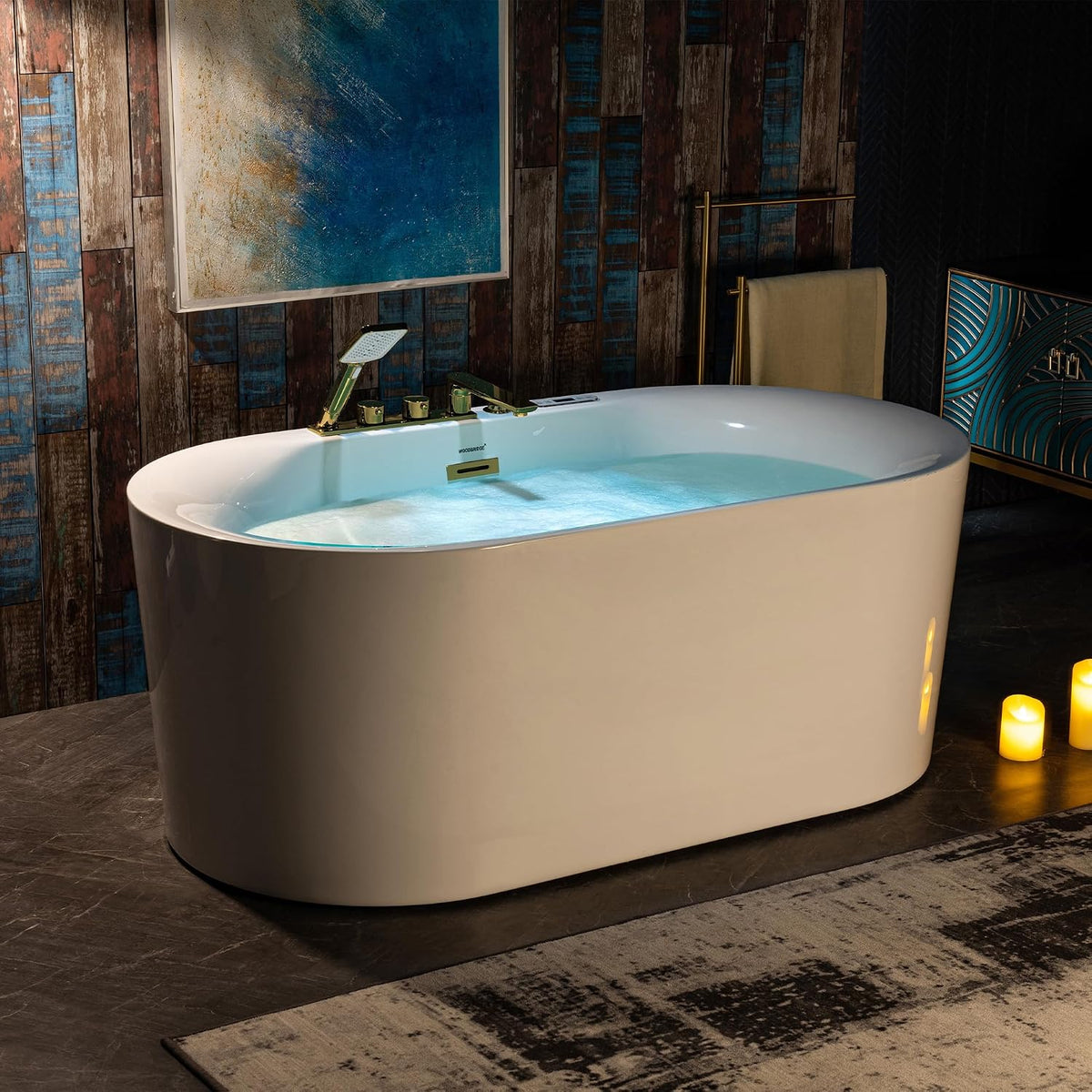WOODBRIDGE 59"Ã31-1/2" Compact Whirlpool & Air, Heated Bathtub with Faucet