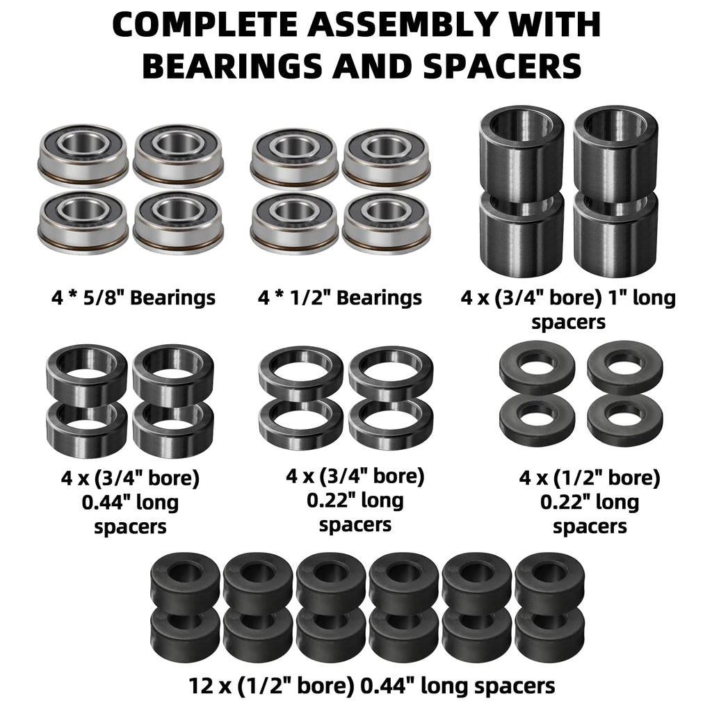 AR-PRO (2-Pack) 16x6.50-8 Flat-Free Tire and Wheel Assemblies, Relacement 16x6.5-8 Solid Turf Tire with Rim for Garden Tractor Riding Lawn Mowers, 3" Offset Hub and 3/4" Bushings