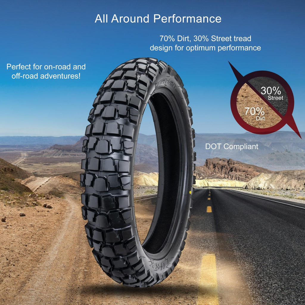 Tusk Waypoint Adventure Motorcycle Tire Set ¨C 90/90-21 Front & 130/90-17 Rear (68R) Tube Type