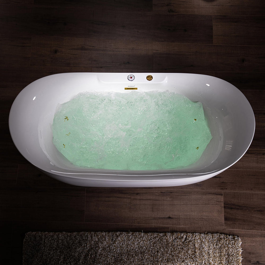 WOODBRIDGE 72"Ã35-3/8" Double Slipper Whirlpool&Air, Heated Soaking Bathtub