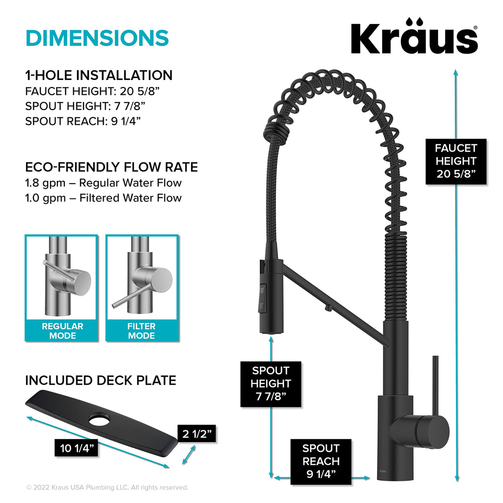KRAUS Purita 100% Lead-Free Kitchen Water Filter Faucet in Spot Free Antique Champagne Bronze, FF-100SFACB
