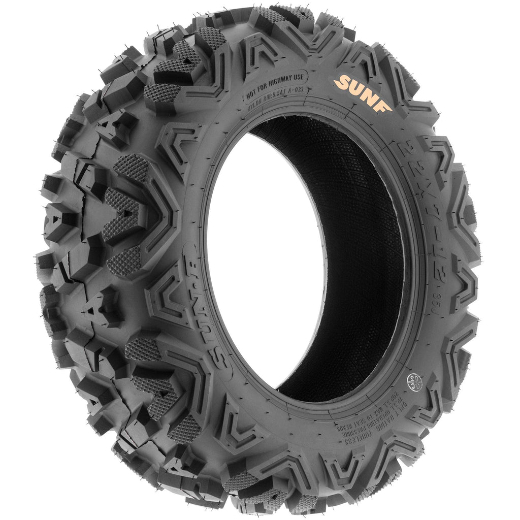 Set of 4 SunF Power.I ATV UTV all-terrain Tires 25x8-12 Front & 25x10-12 Rear, 6 PR, Tubeless A033