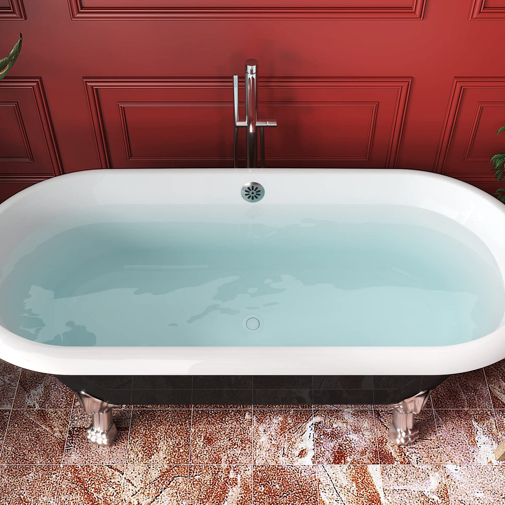 59" Acrylic Freestanding Bathtub,Double Ended,Lozenge Texture,Black