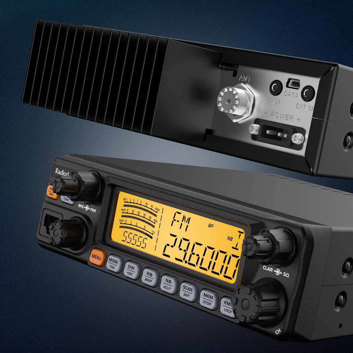 Radioddity QT60 Pro 10 Meter Mobile Ham Radio SSB/AM/FM/PA 60W, NOAA Alert