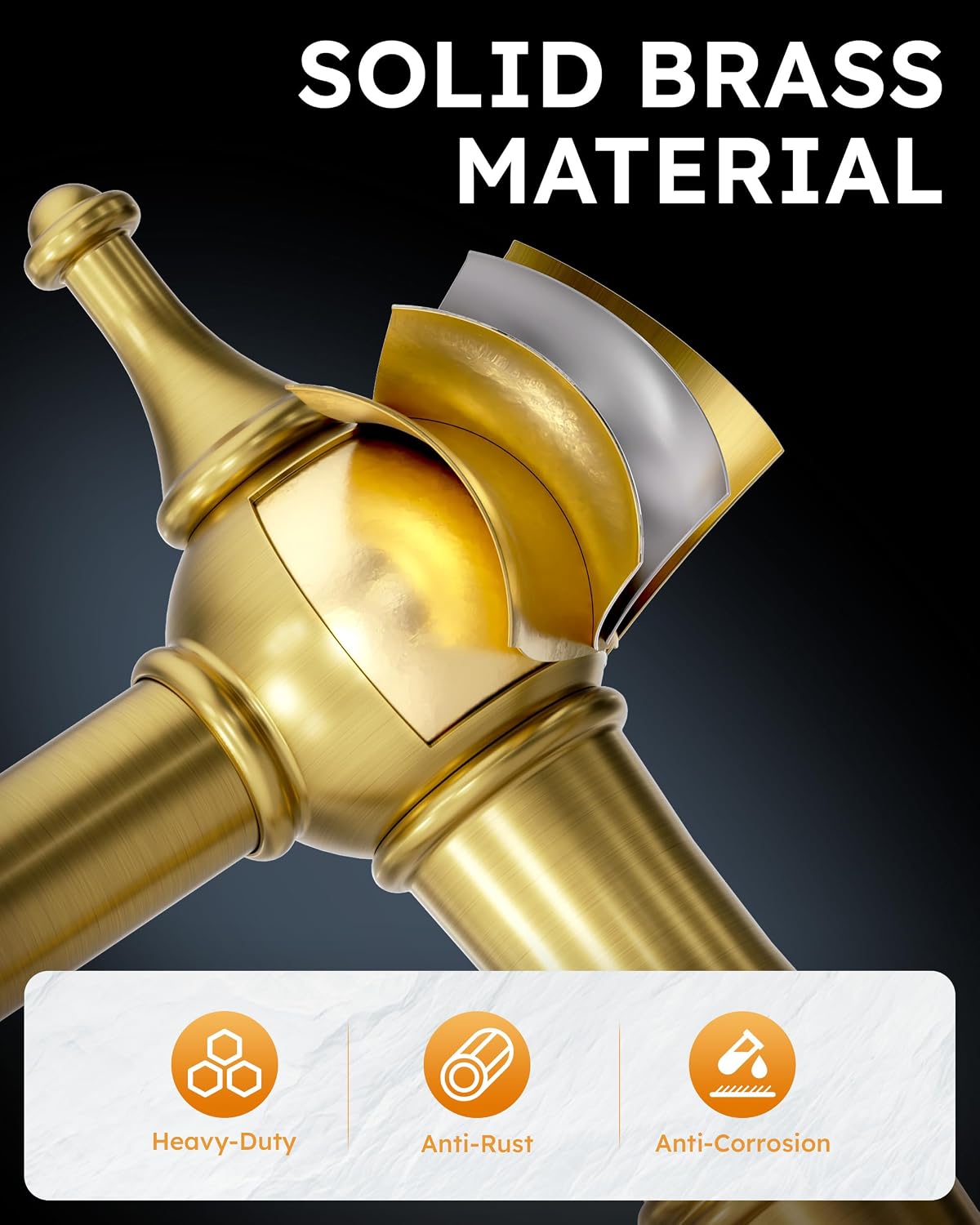 WOWOW Brass Bridge Kitchen Faucet 4 Hole with Side Sprayer, Brushed Gold