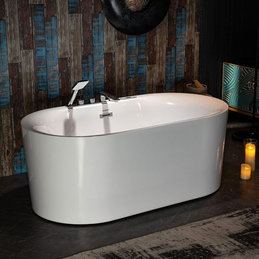 WOODBRIDGE 59"Ã31-1/2" Compact Whirlpool & Air, Heated Bathtub with Faucet