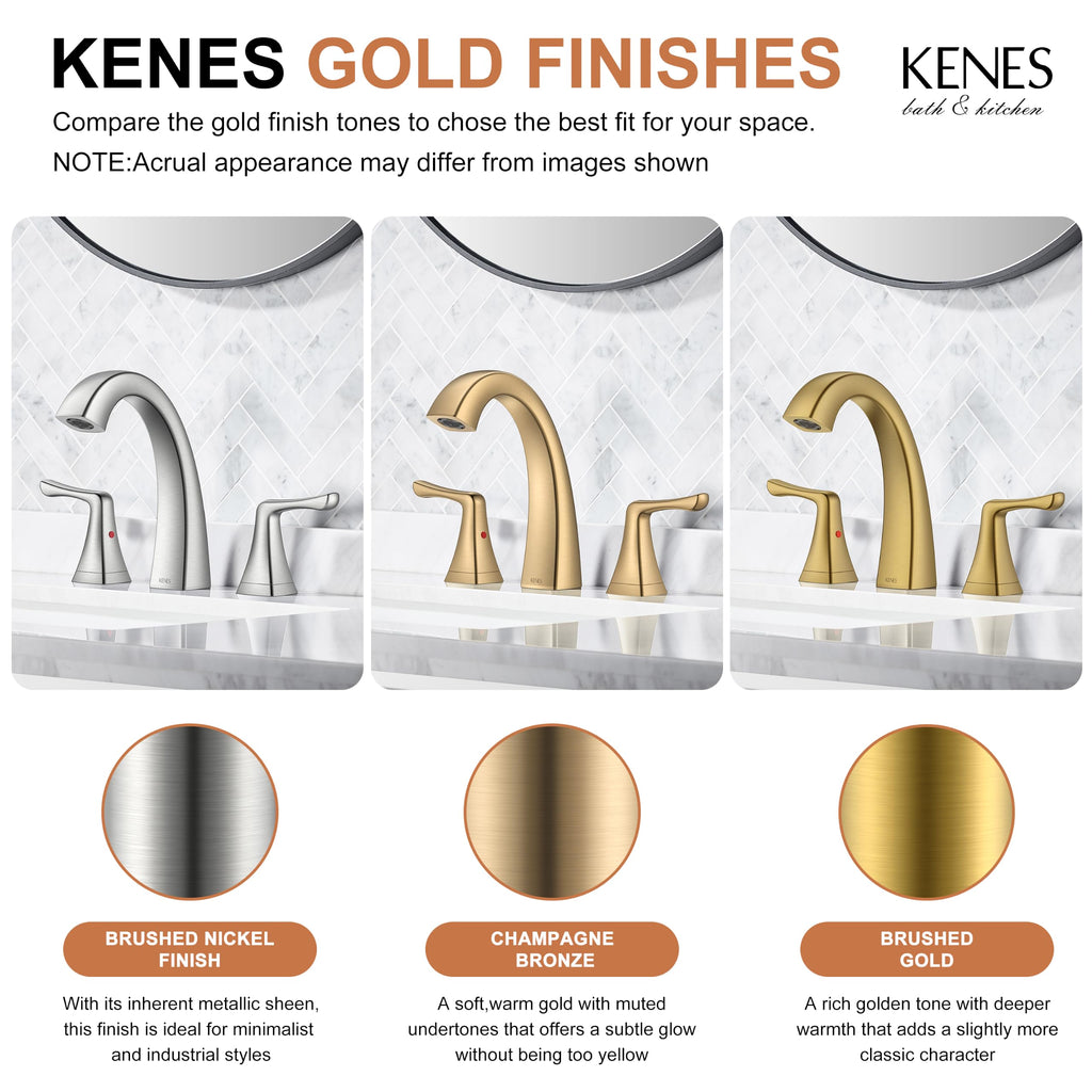 KENES Bathroom Faucets for Sink 3 Hole, Chrome 8 Inch 2 Handle Widespread