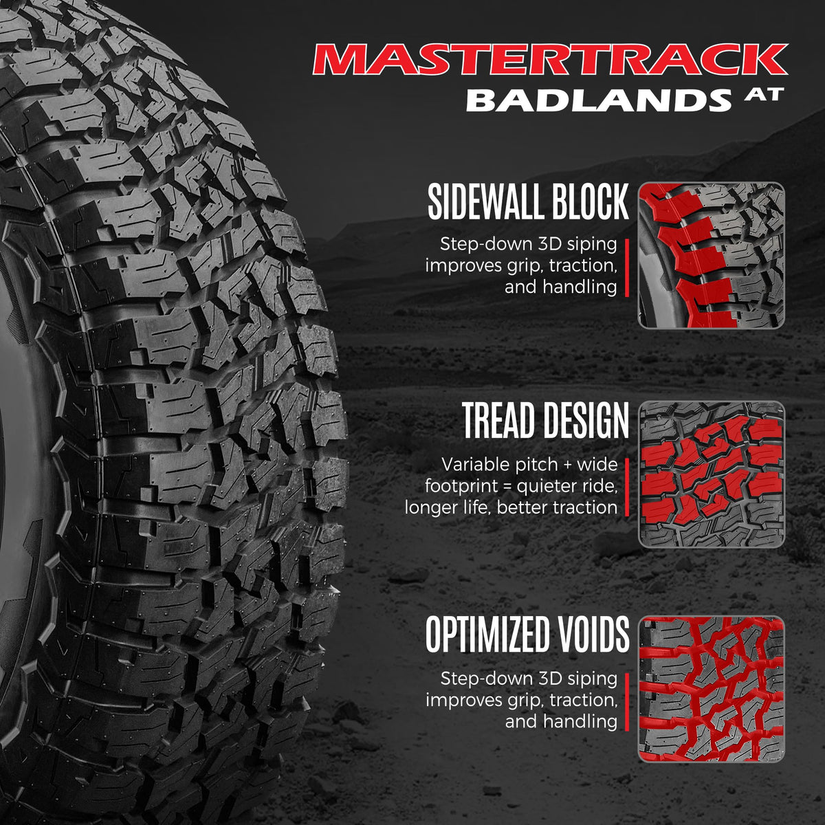 Mastertrack BADLANDS AT All-Terrain Tires (Set of 4) - 235/75R15 109S XL