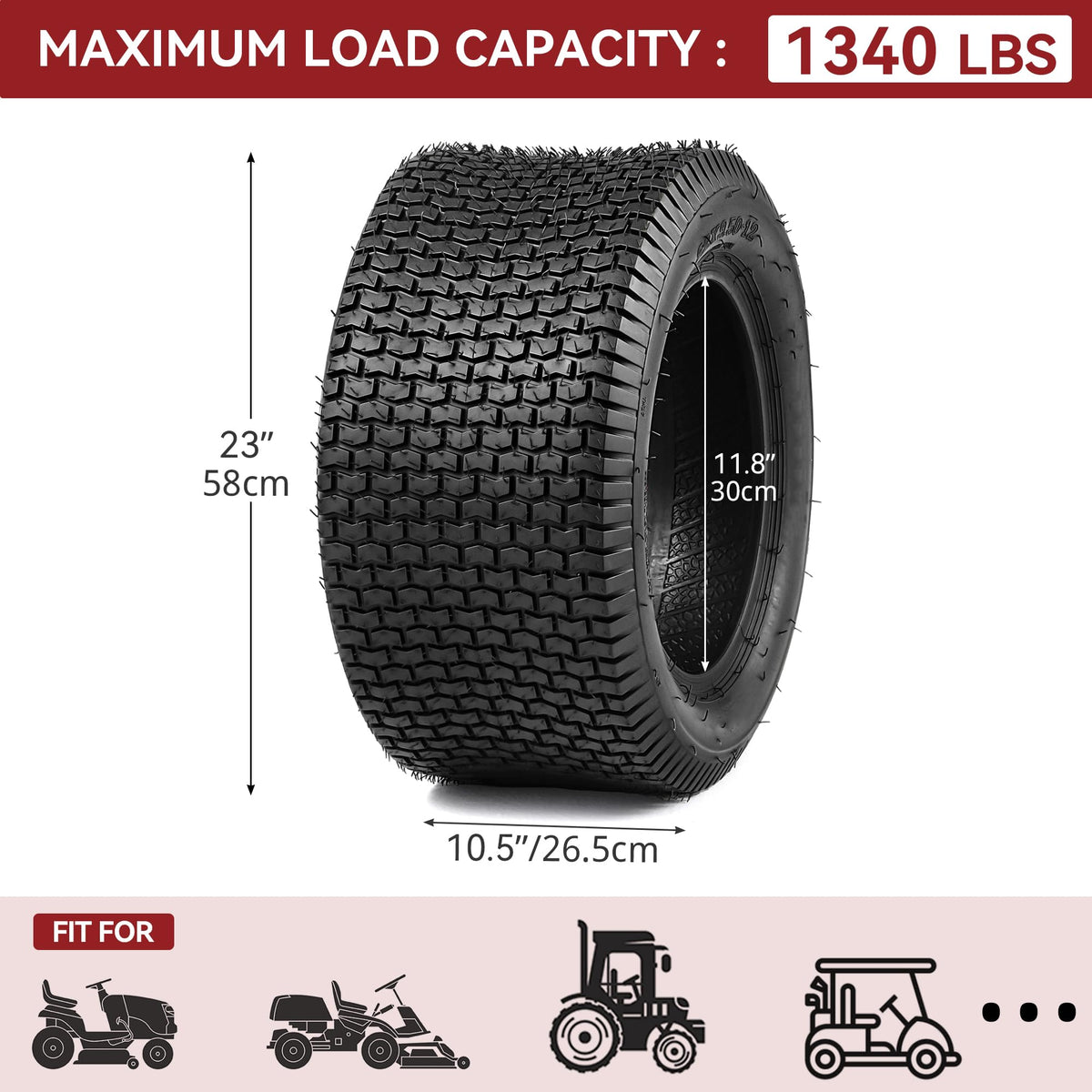 YITAMOTOR 20x10.00-8 Lawn Mower Tires, 4 Ply Tubeless Tractor Turf Tire