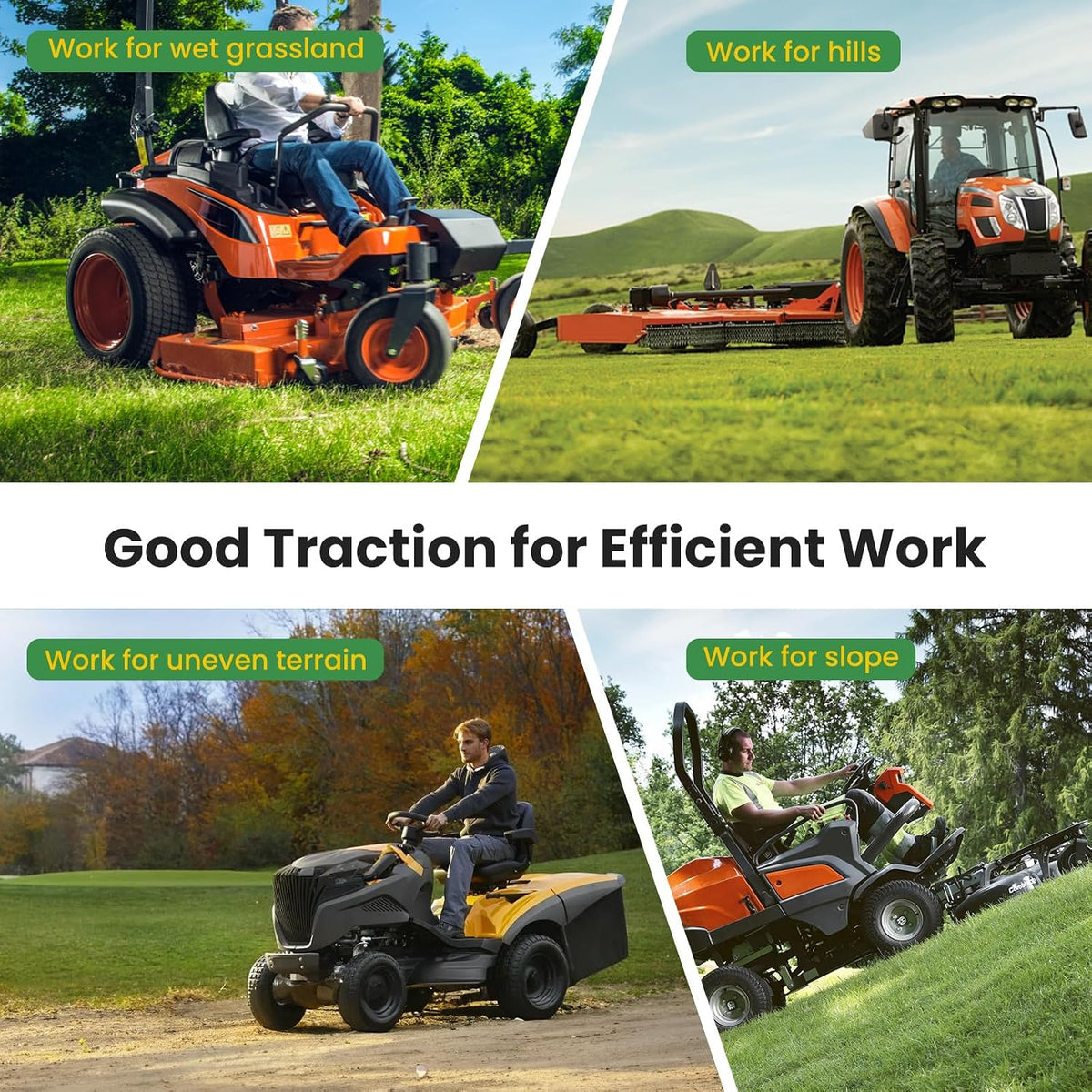 18x8.50-8 Lawn Mower Tire,18x8.50x8 Lawn Mower Tires Set of 2, 4-Ply Tubeless Turf Tires for Zero Turn Mower/Golf Cart/Tractor, Heavy Duty 18x8.5-8 Tires with P332 Tread, Max Load 815LBS